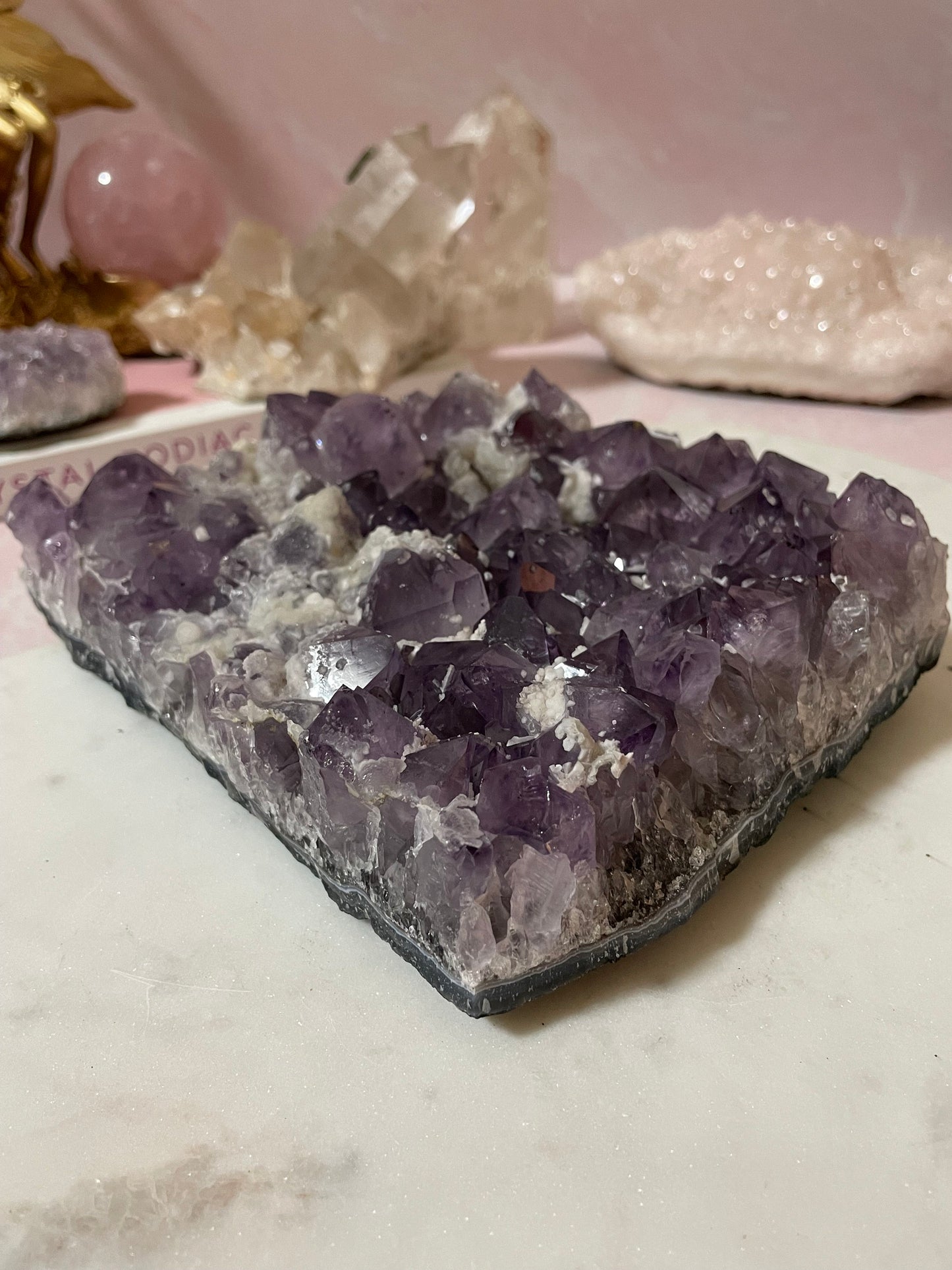 Beautiful Amethyst cluster with calcite from Brazil