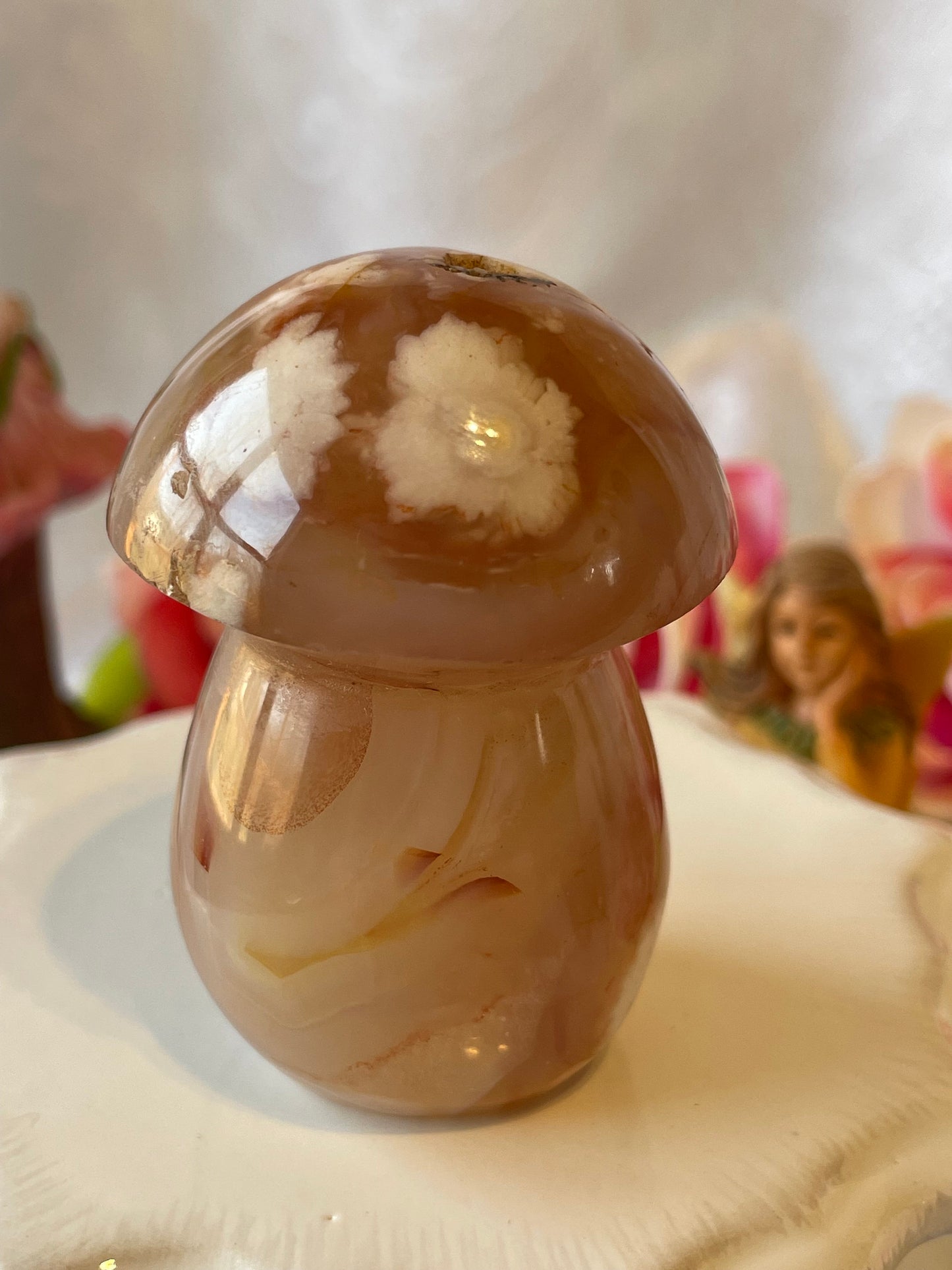 Beautiful Flower agate mushroom