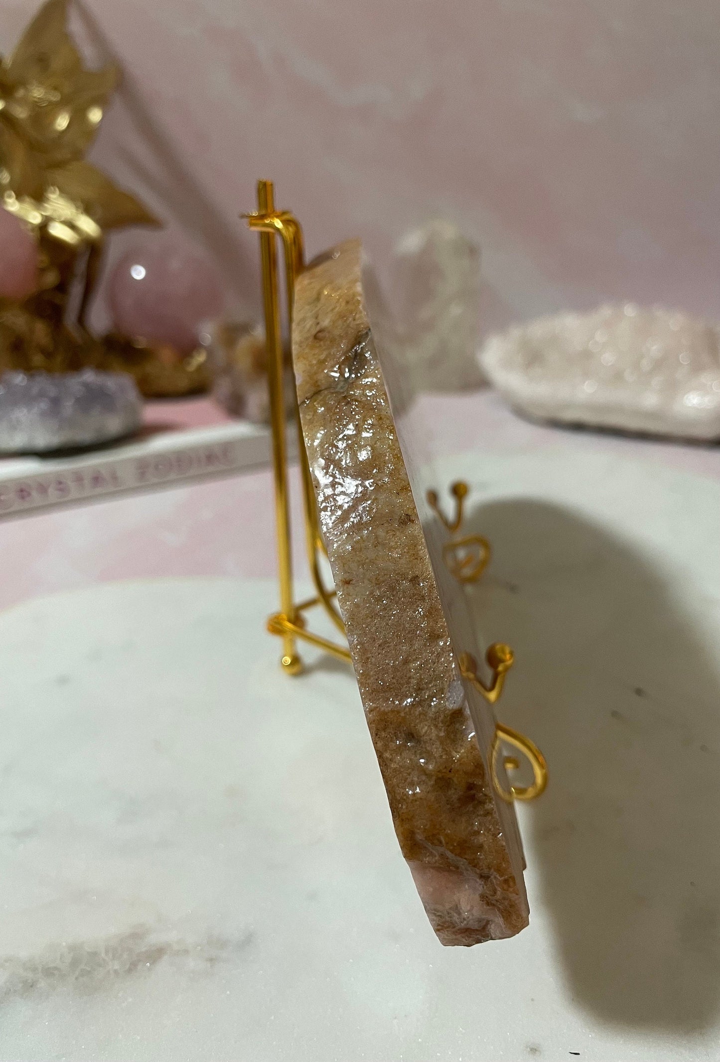 Gorgeous Quartzy Flower agate slab with a hint of Amethyst