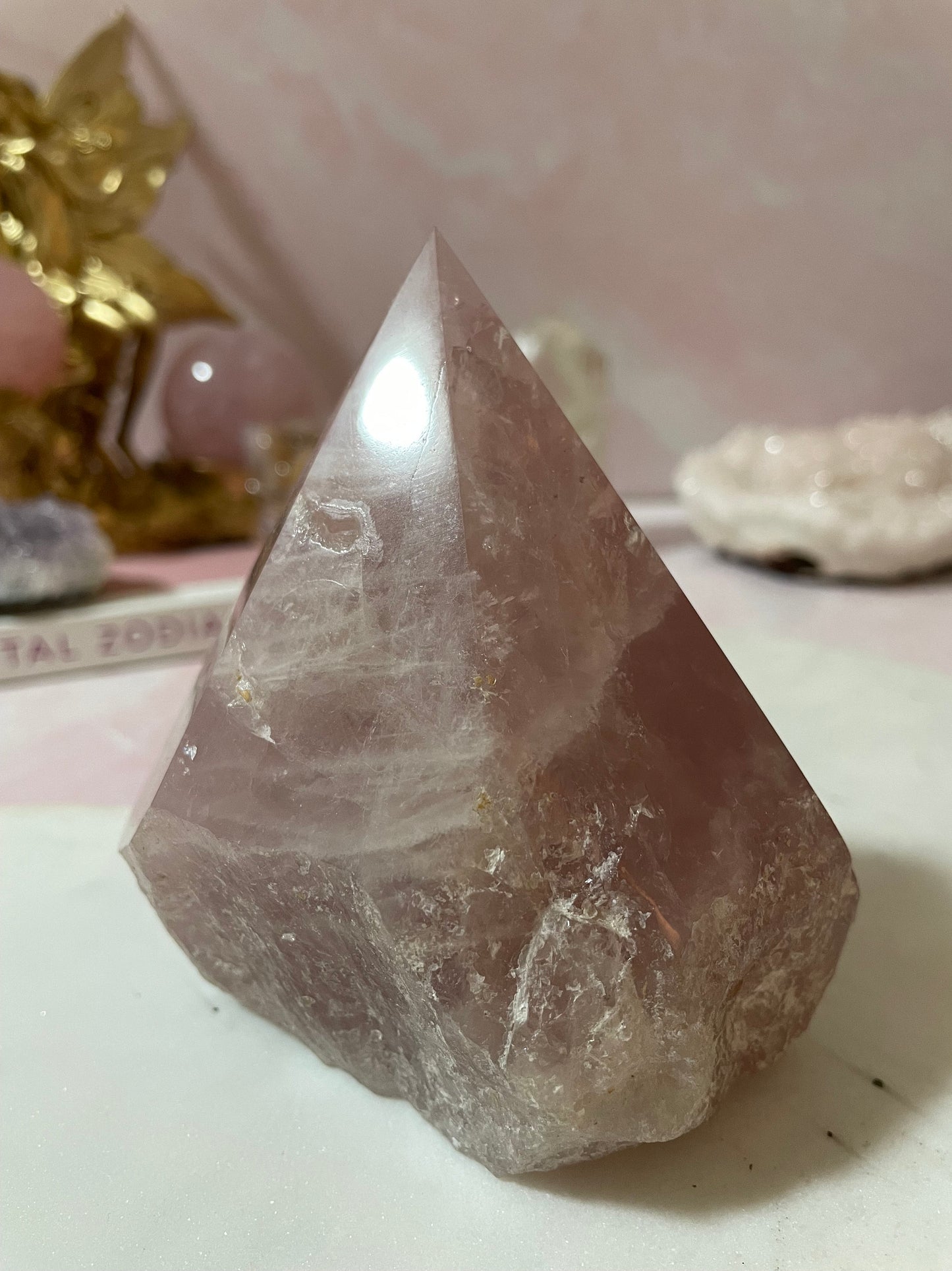 Rose Quartz Crystal Half-Polished, Half-Raw
