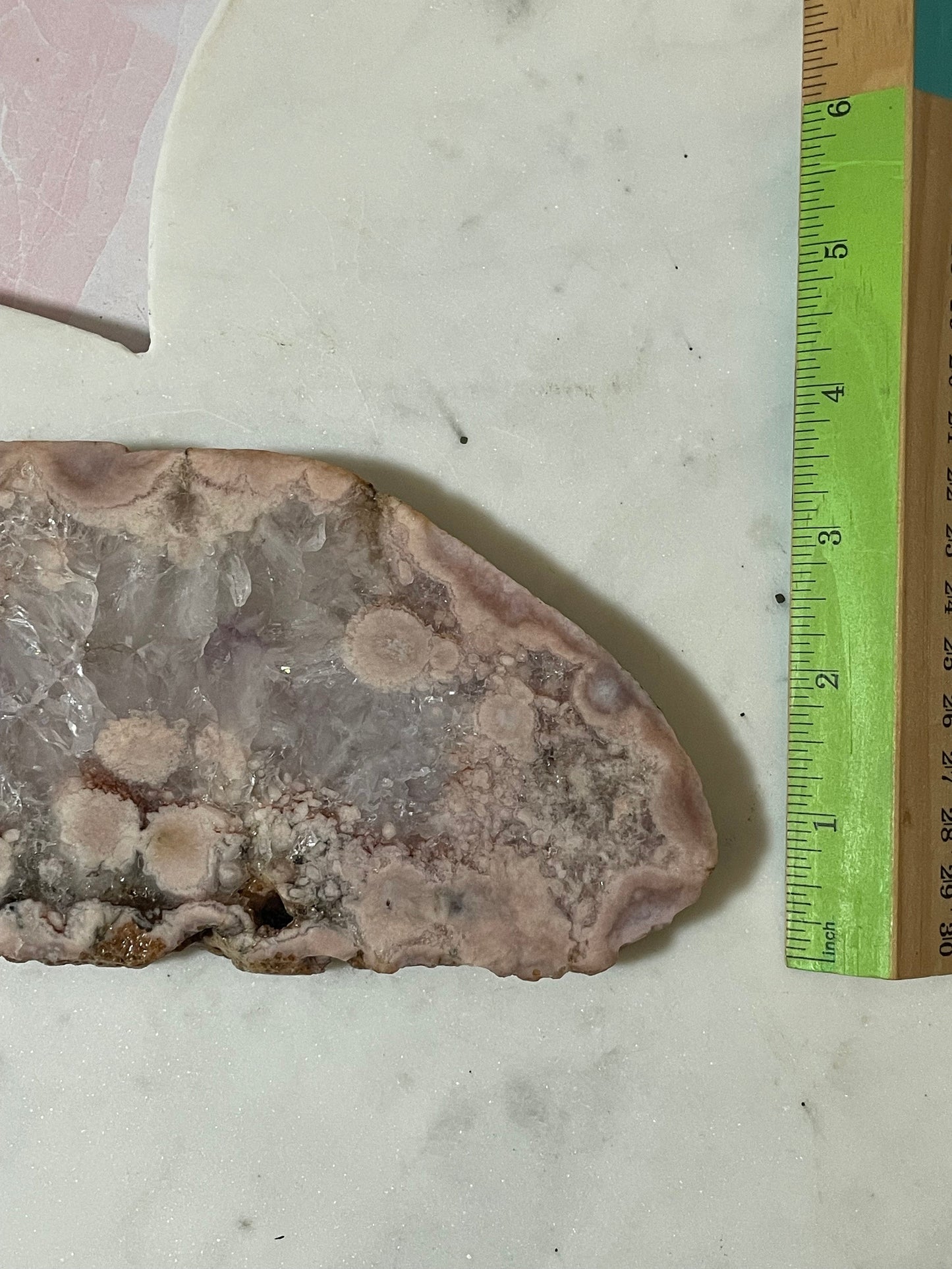 Gorgeous Quartzy Flower agate slab with a hint of Amethyst
