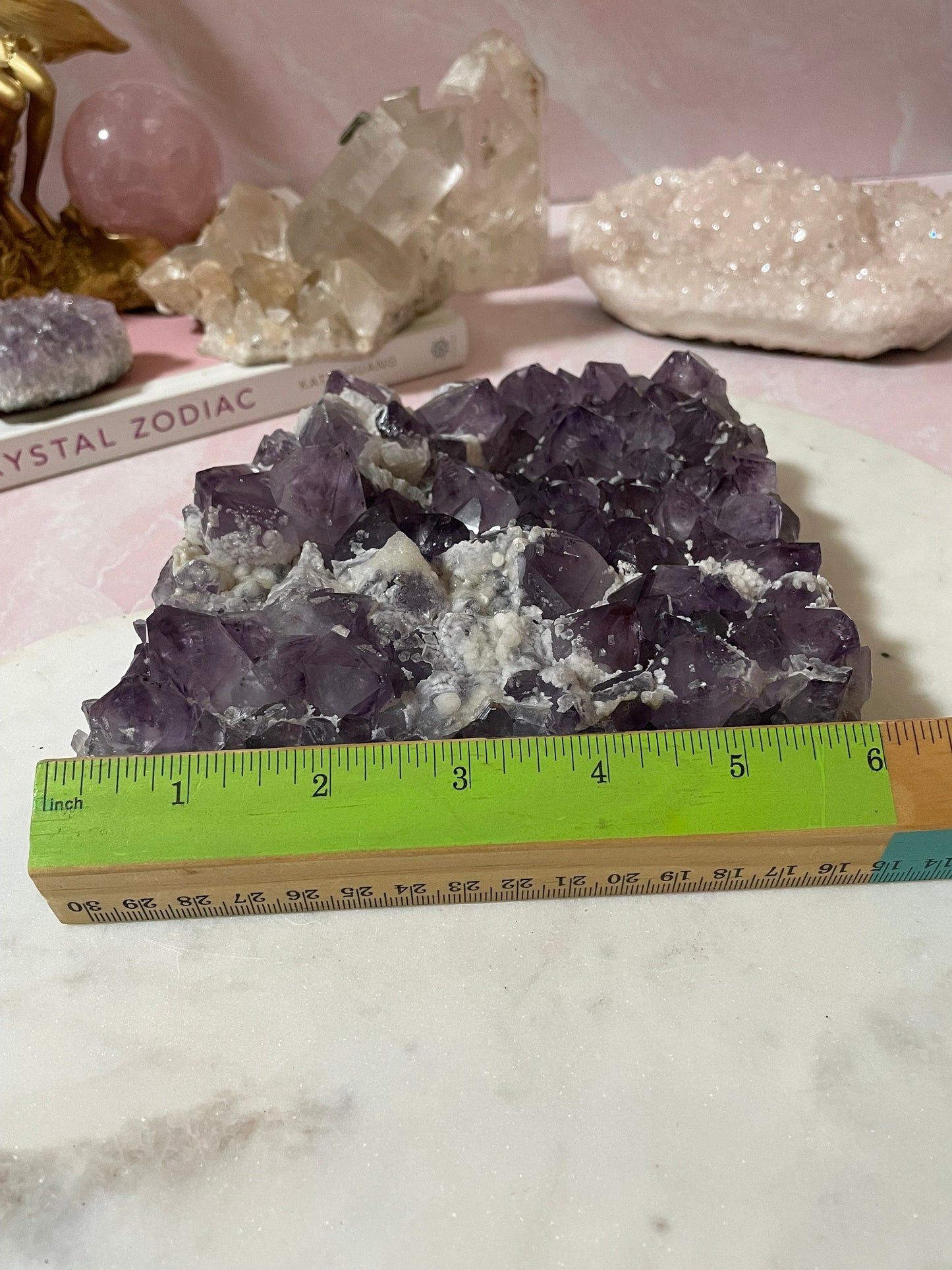Beautiful Amethyst cluster with calcite from Brazil
