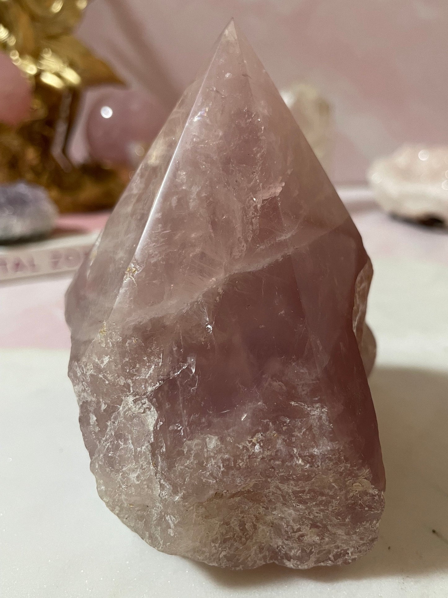 Rose Quartz Crystal Half-Polished, Half-Raw