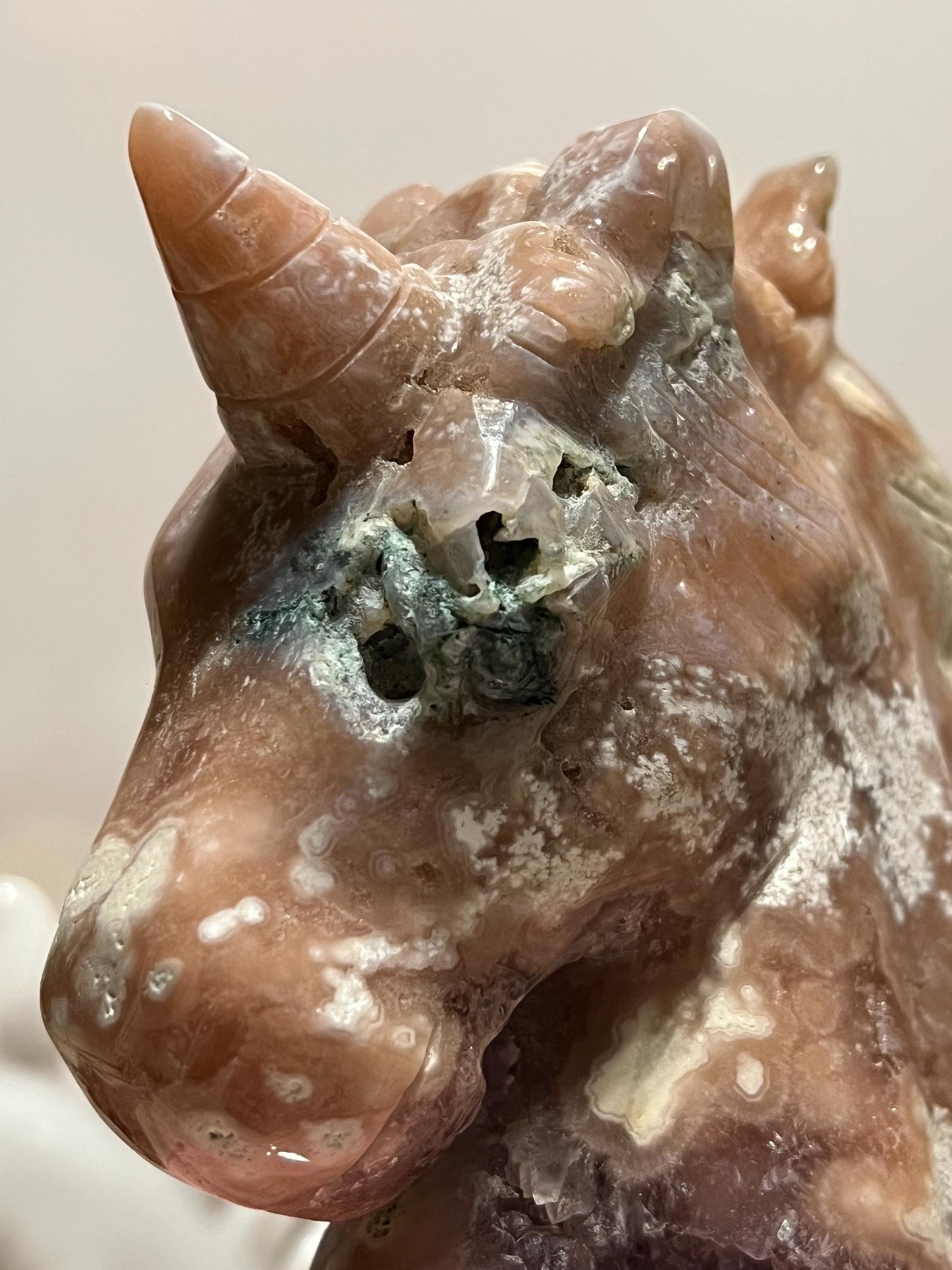 Beautiful Pink Amethyst and Flower Agate unicorn