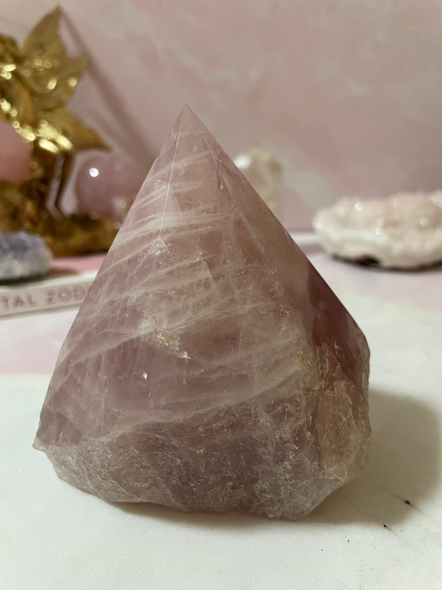 Rose Quartz Crystal Half-Polished, Half-Raw