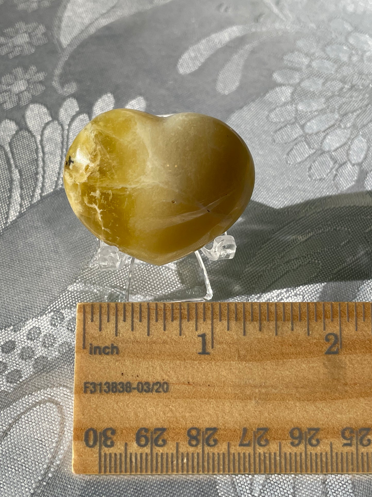 Rare Neon Yellow Opal Mini Puffy Heart with Dendritic Patterns