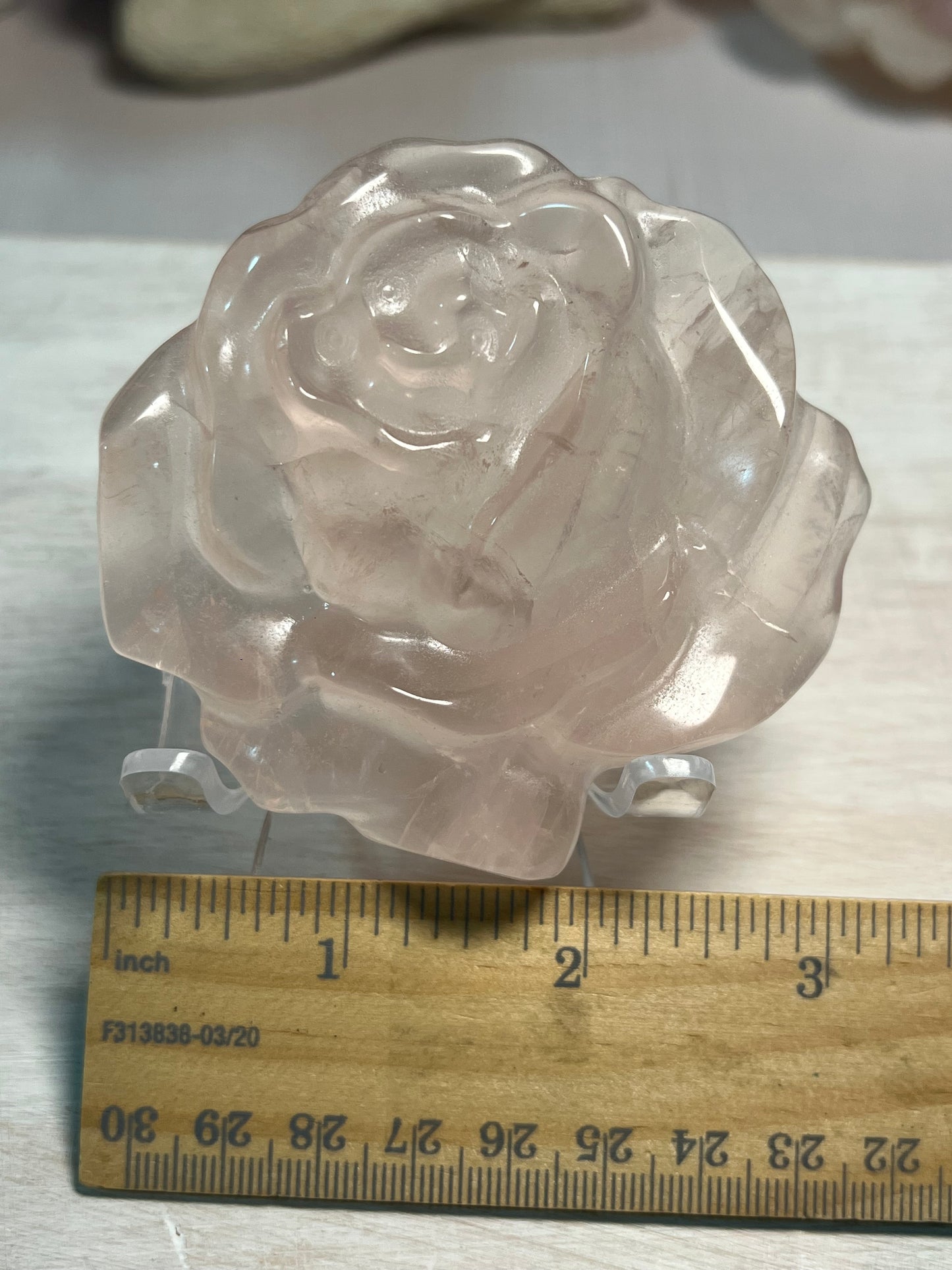 Beautiful Rose Quartz Rose Carving