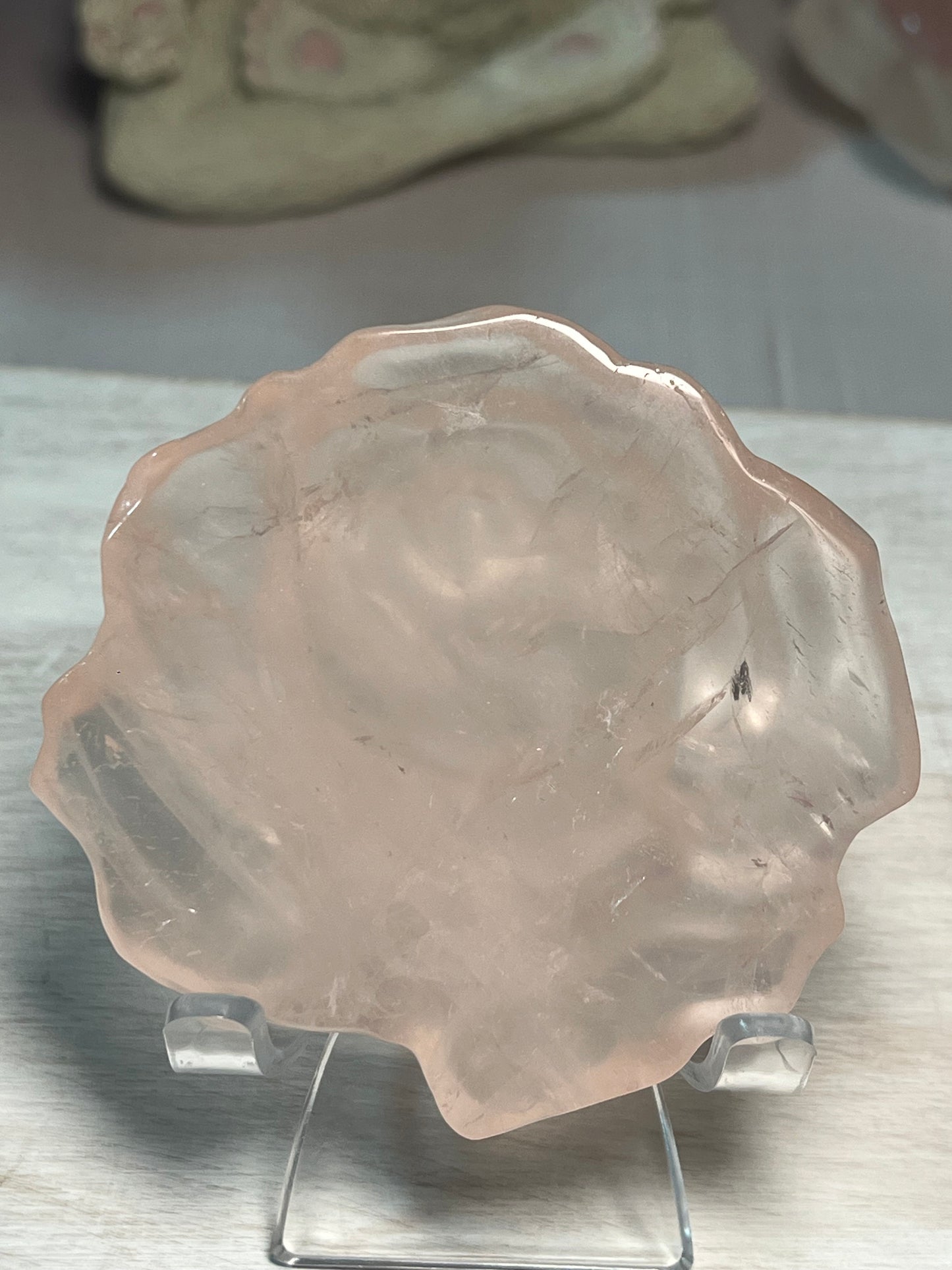 Beautiful Rose Quartz Rose Carving