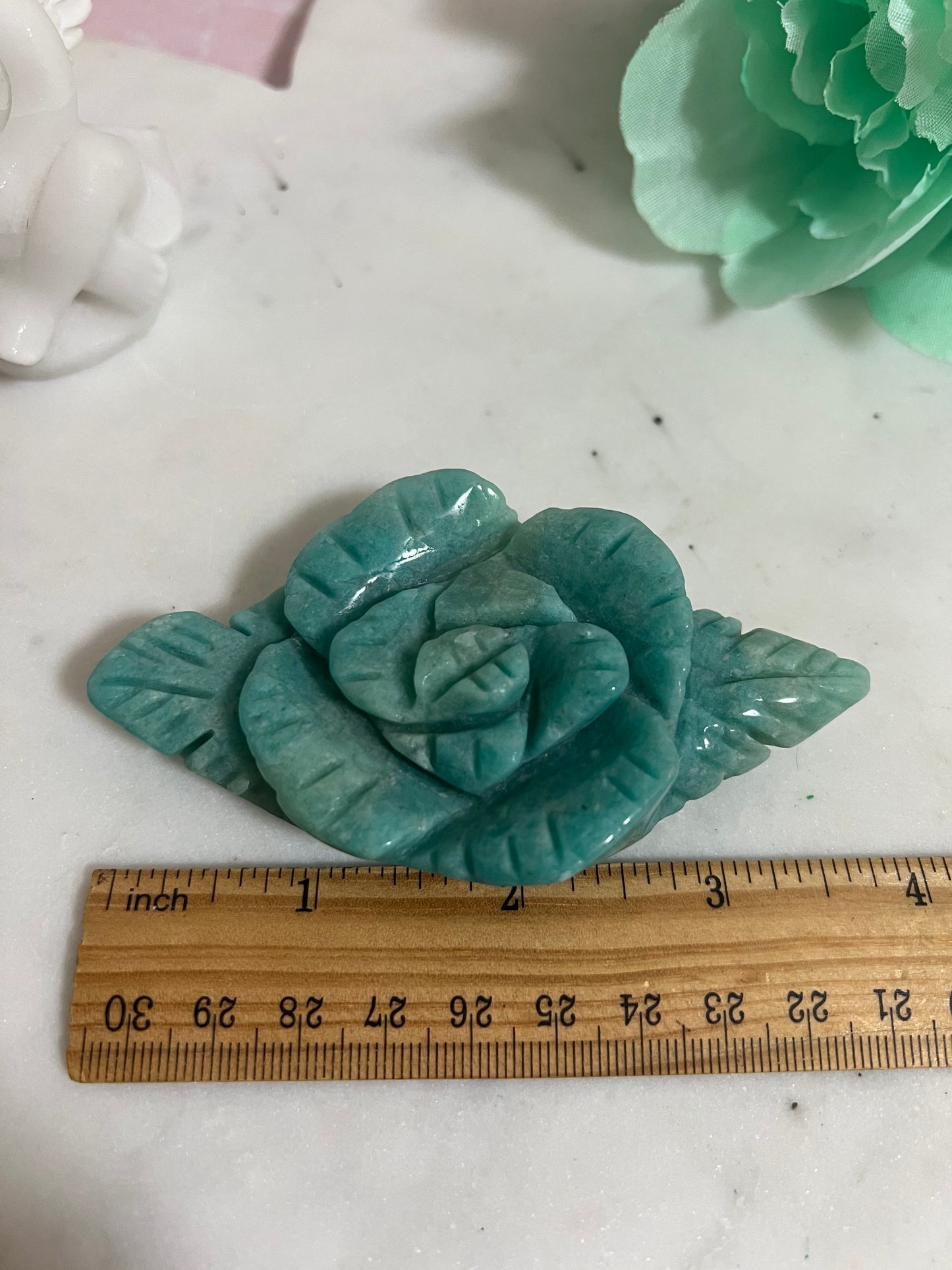 Amazonite Rose Carving #7