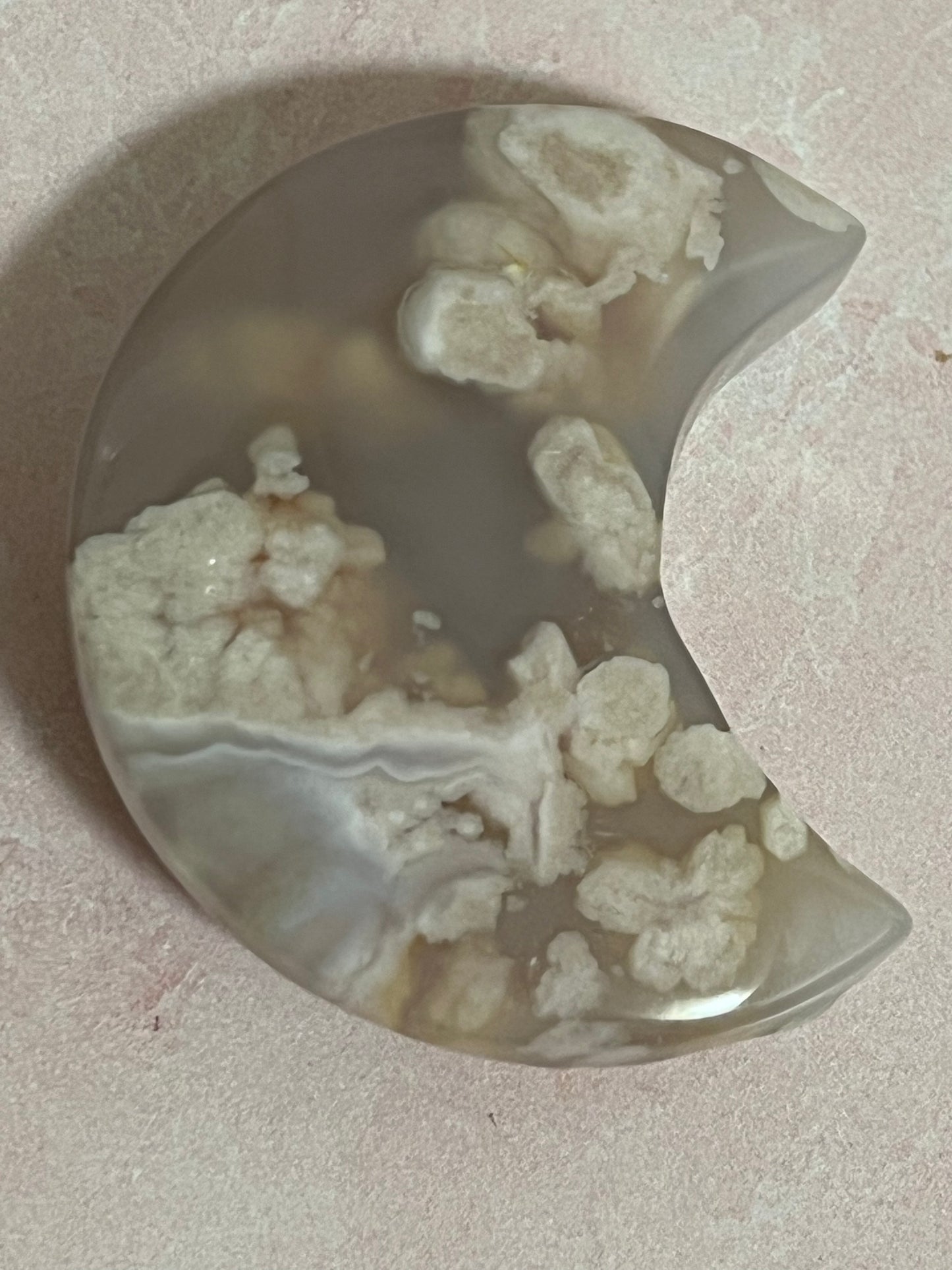 Flower Agate Crescent Moon