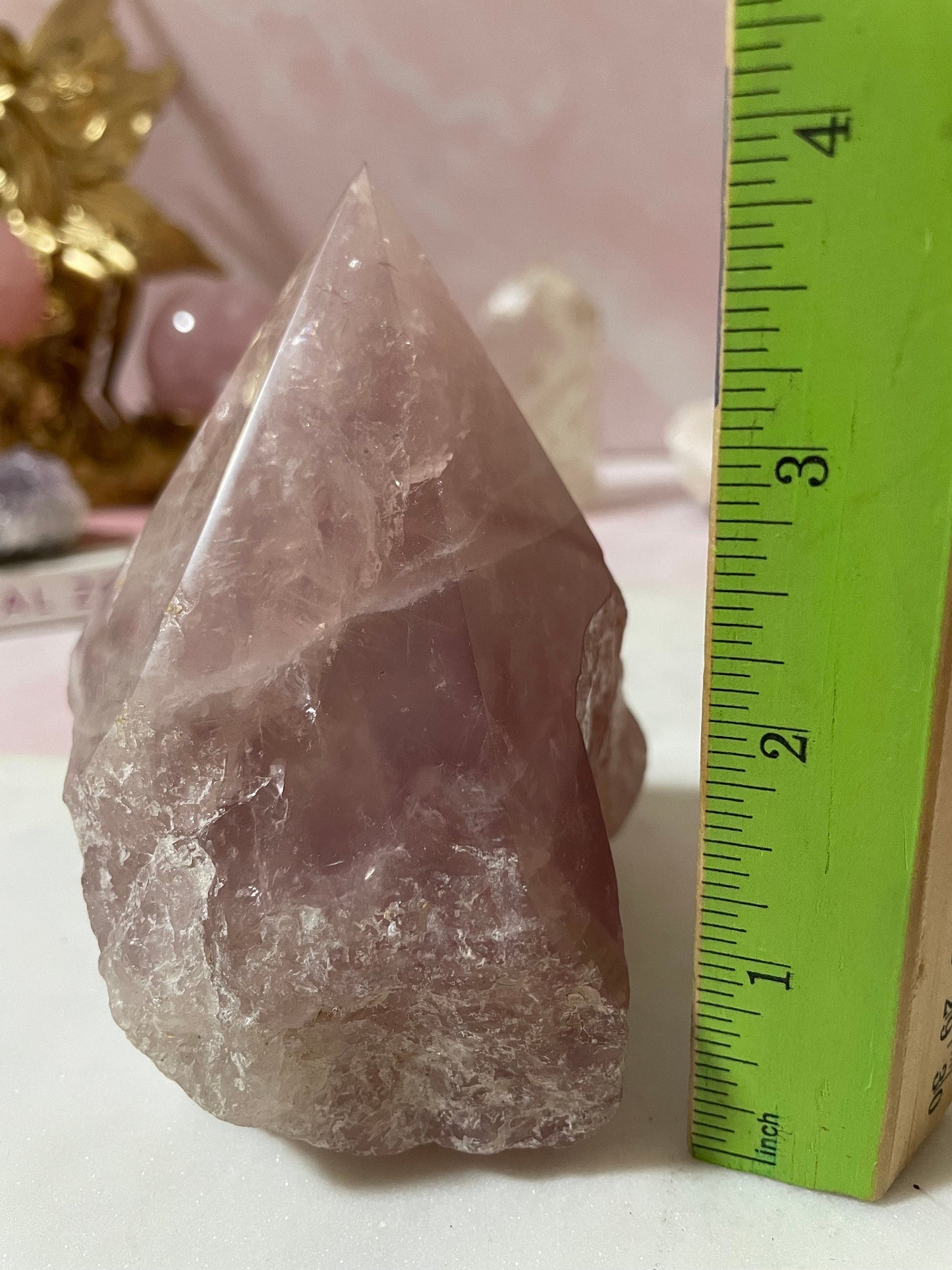 Rose Quartz Crystal Half-Polished, Half-Raw