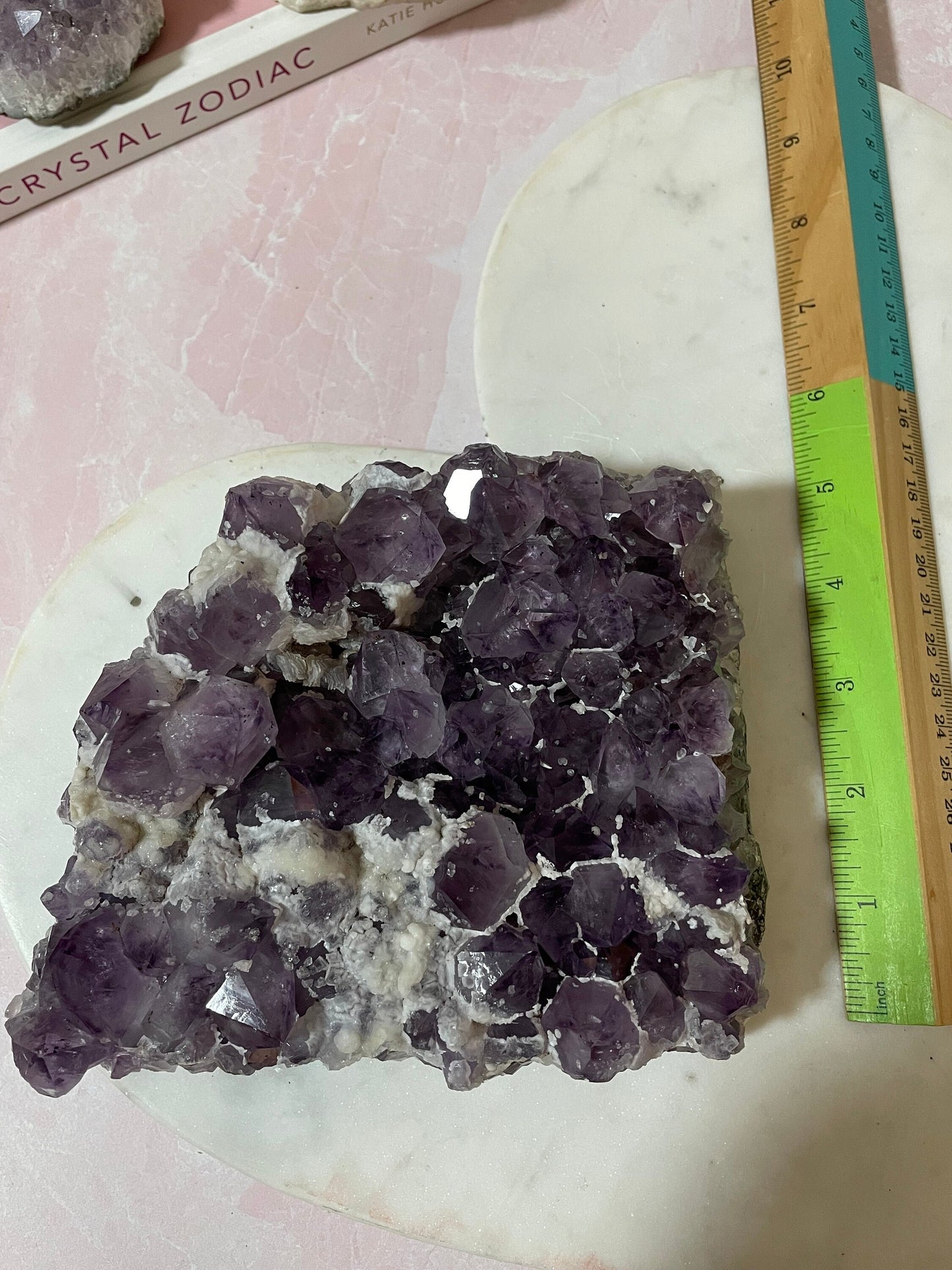 Beautiful Amethyst cluster with calcite from Brazil
