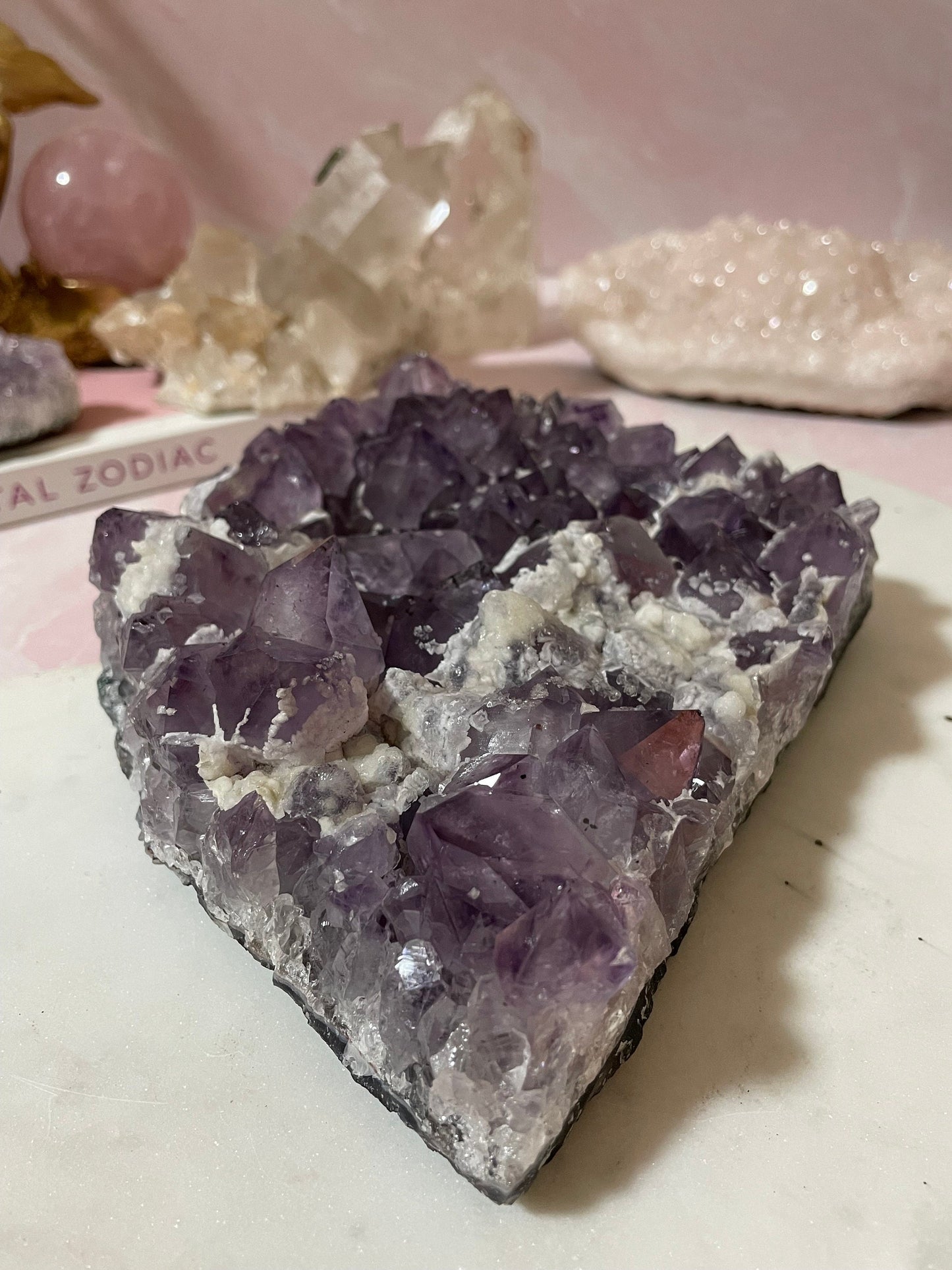 Beautiful Amethyst cluster with calcite from Brazil