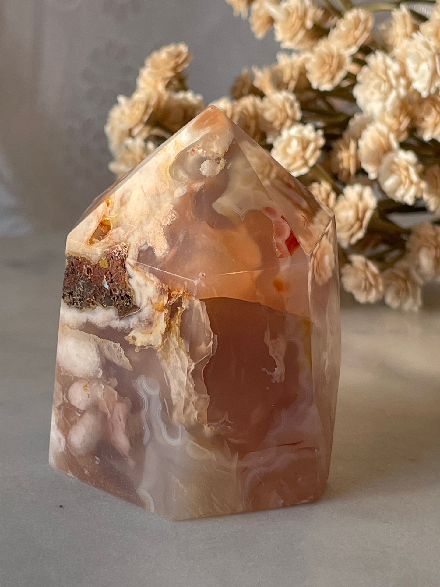 Gorgeous Flower agate point from Madagascar