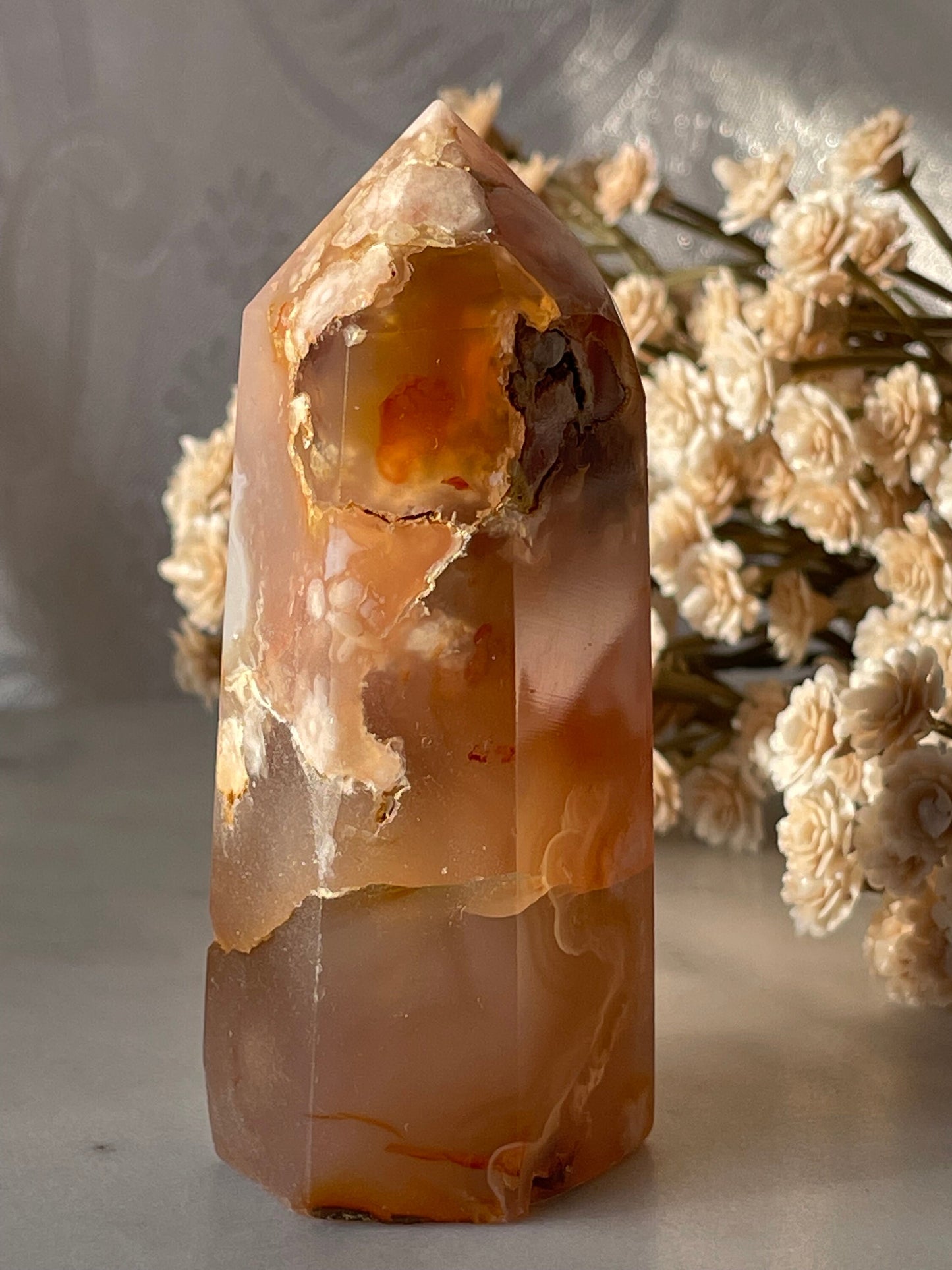 Gorgeous Flower agate point from Madagascar