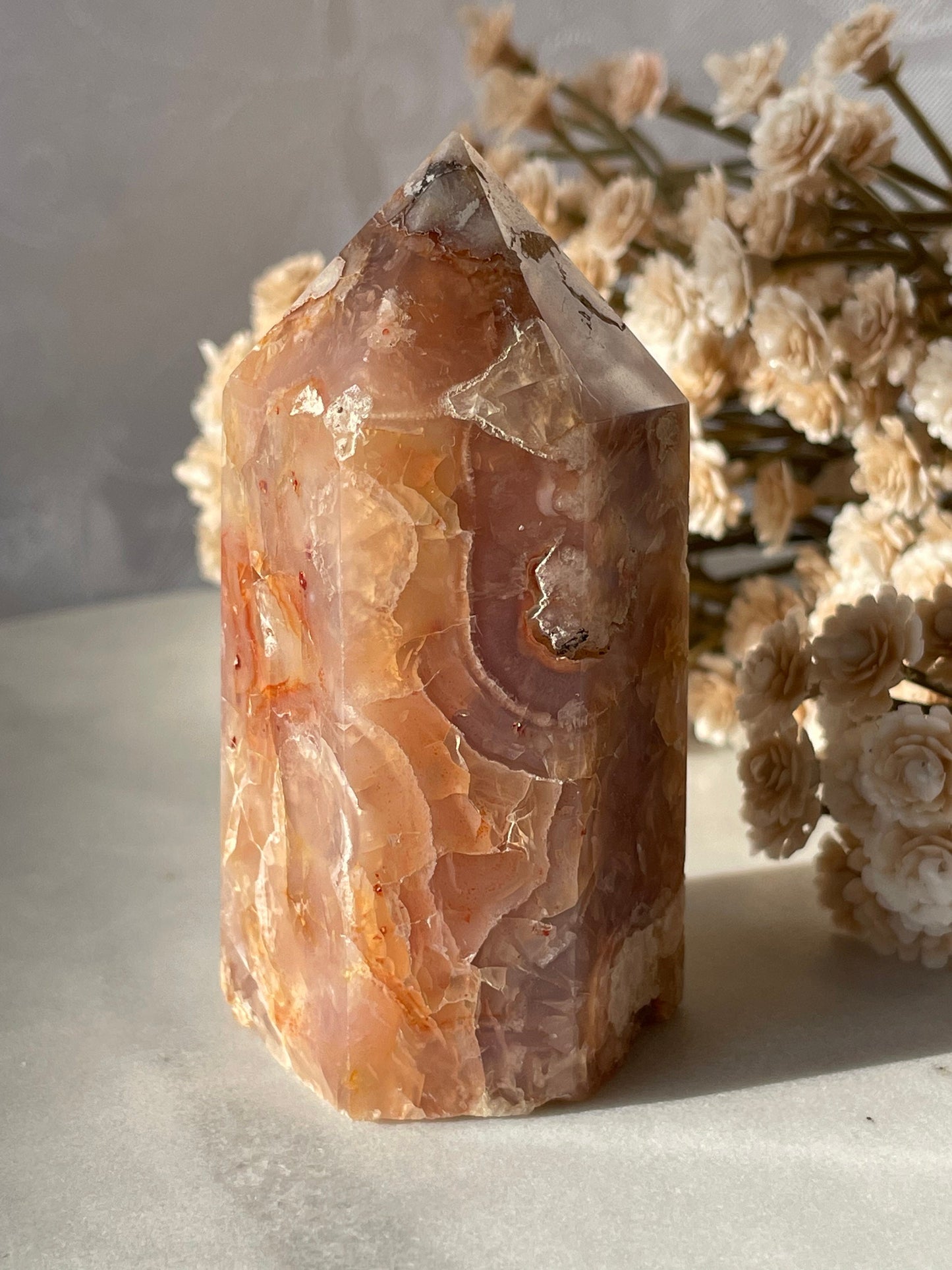 Gorgeous Flower agate point from Madagascar
