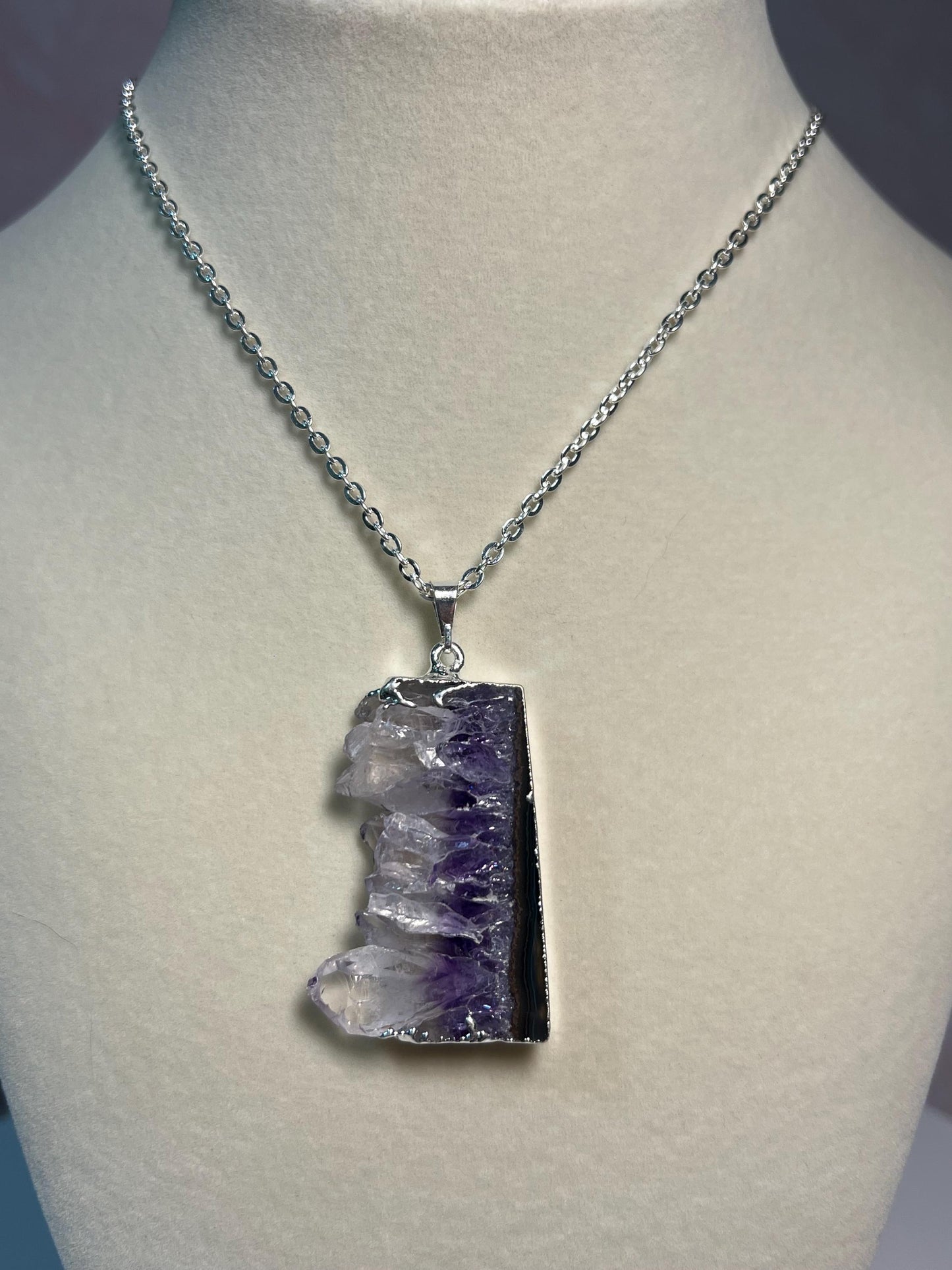 Beautiful Amethyst slice necklace,  raw edge crystal pendant from Brazil