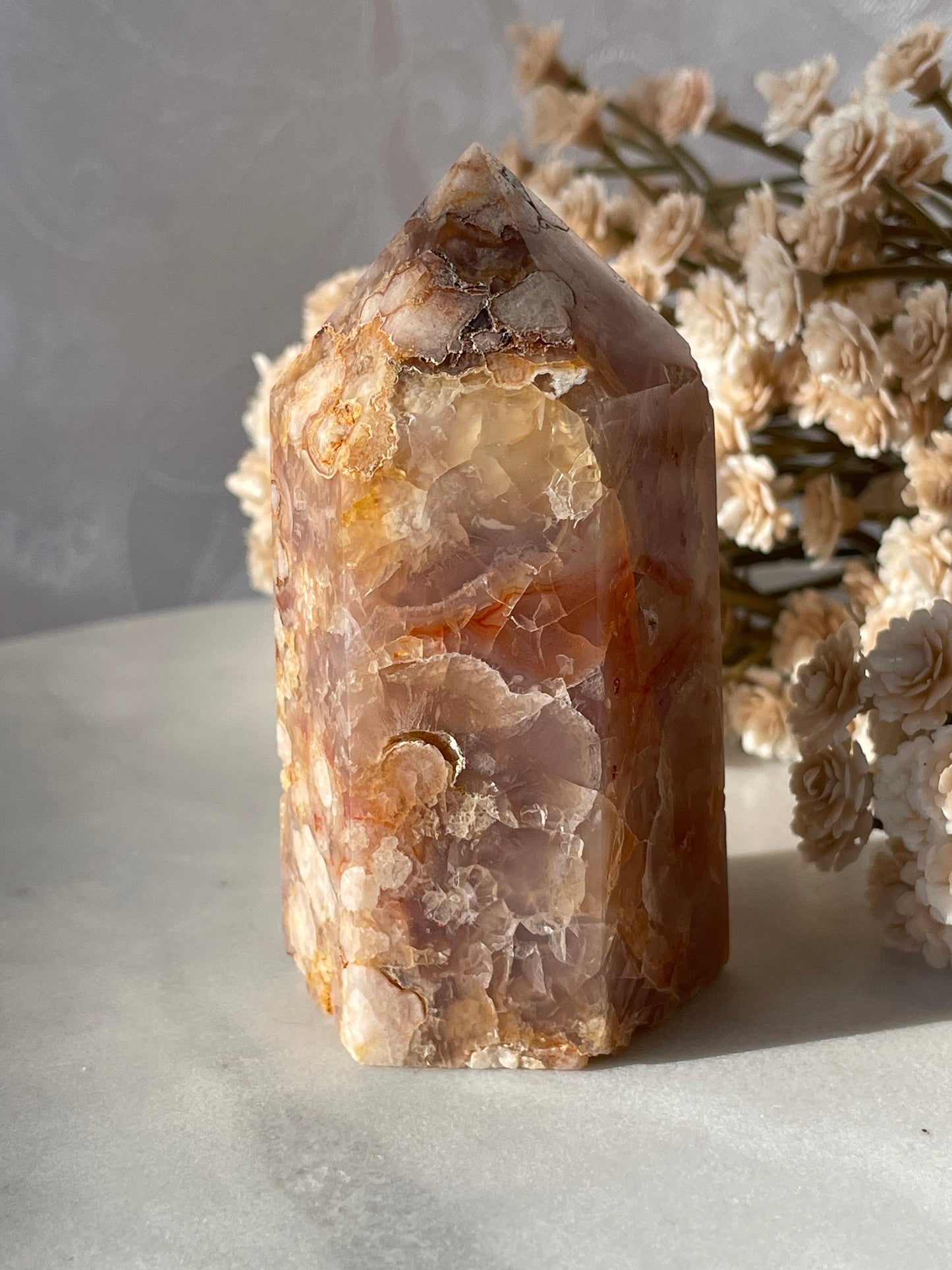 Gorgeous Flower agate point from Madagascar