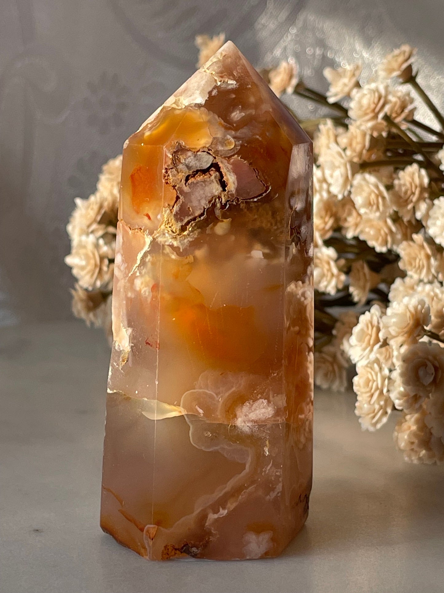 Gorgeous Flower agate point from Madagascar