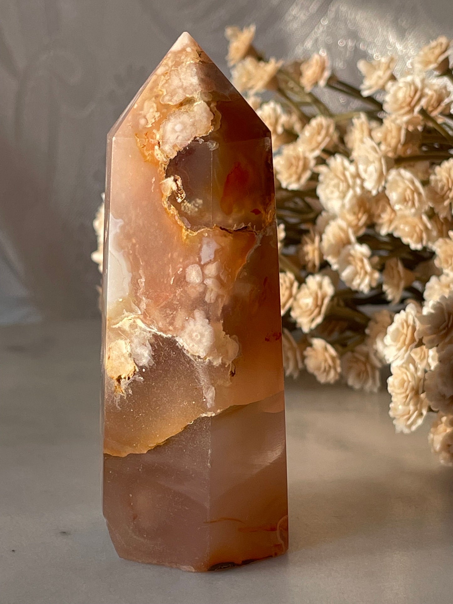 Gorgeous Flower agate point from Madagascar