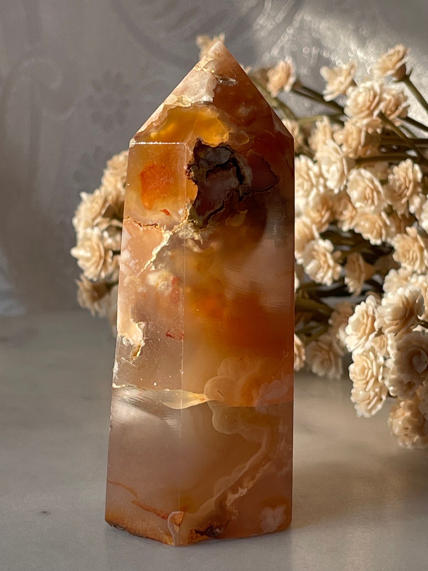 Gorgeous Flower agate point from Madagascar
