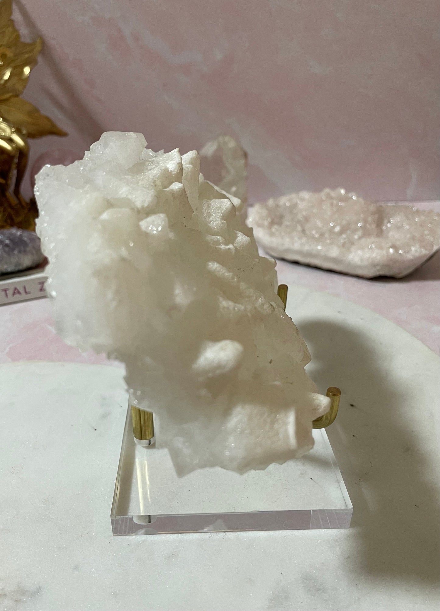 Stunning one of a kind double sided apophyllite, one side sugary and other side diamond