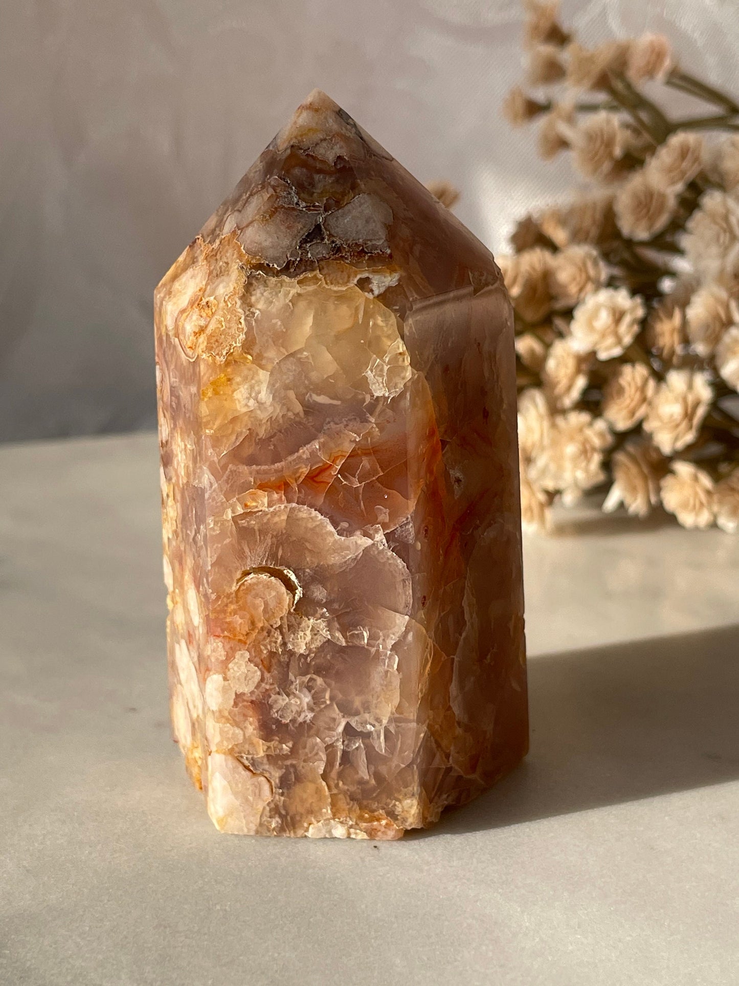 Gorgeous Flower agate point from Madagascar