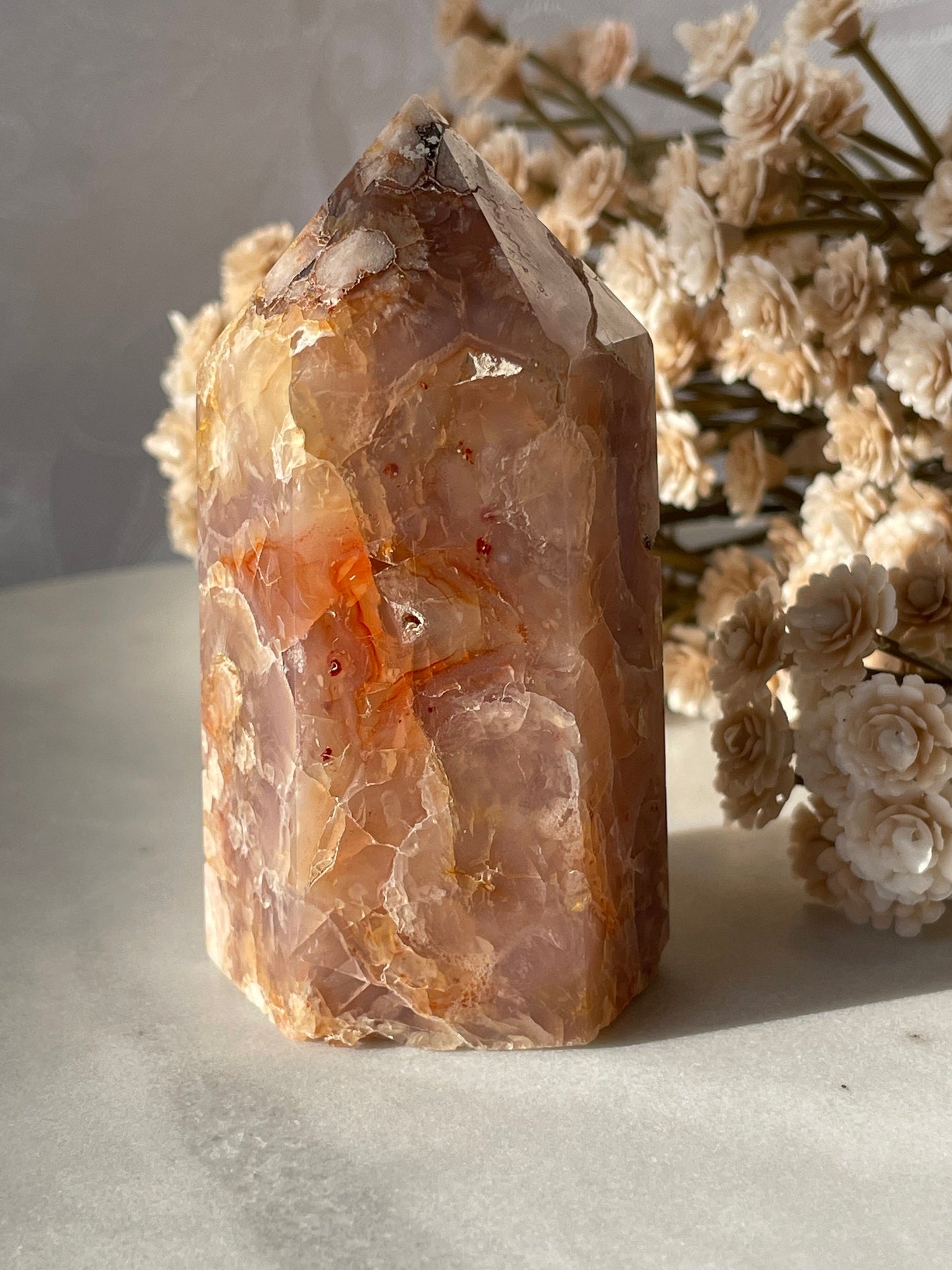 Gorgeous Flower agate point from Madagascar
