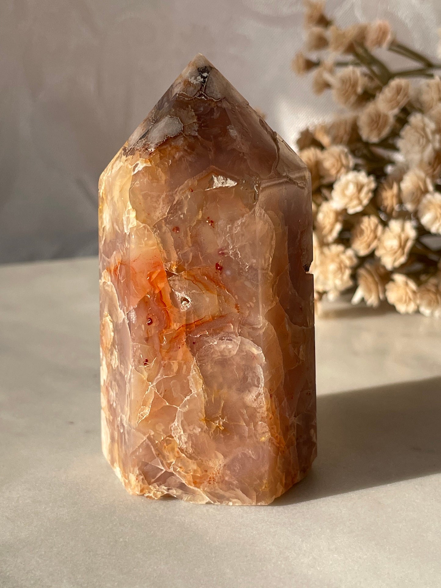 Gorgeous Flower agate point from Madagascar