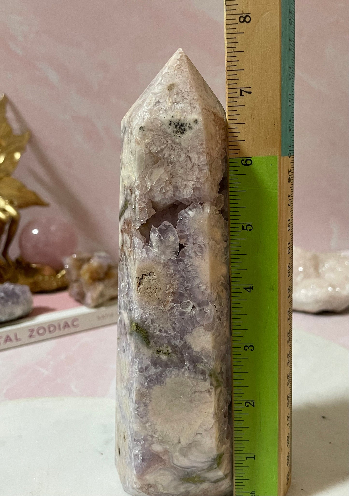 Gorgeous flower agate & amethyst tower