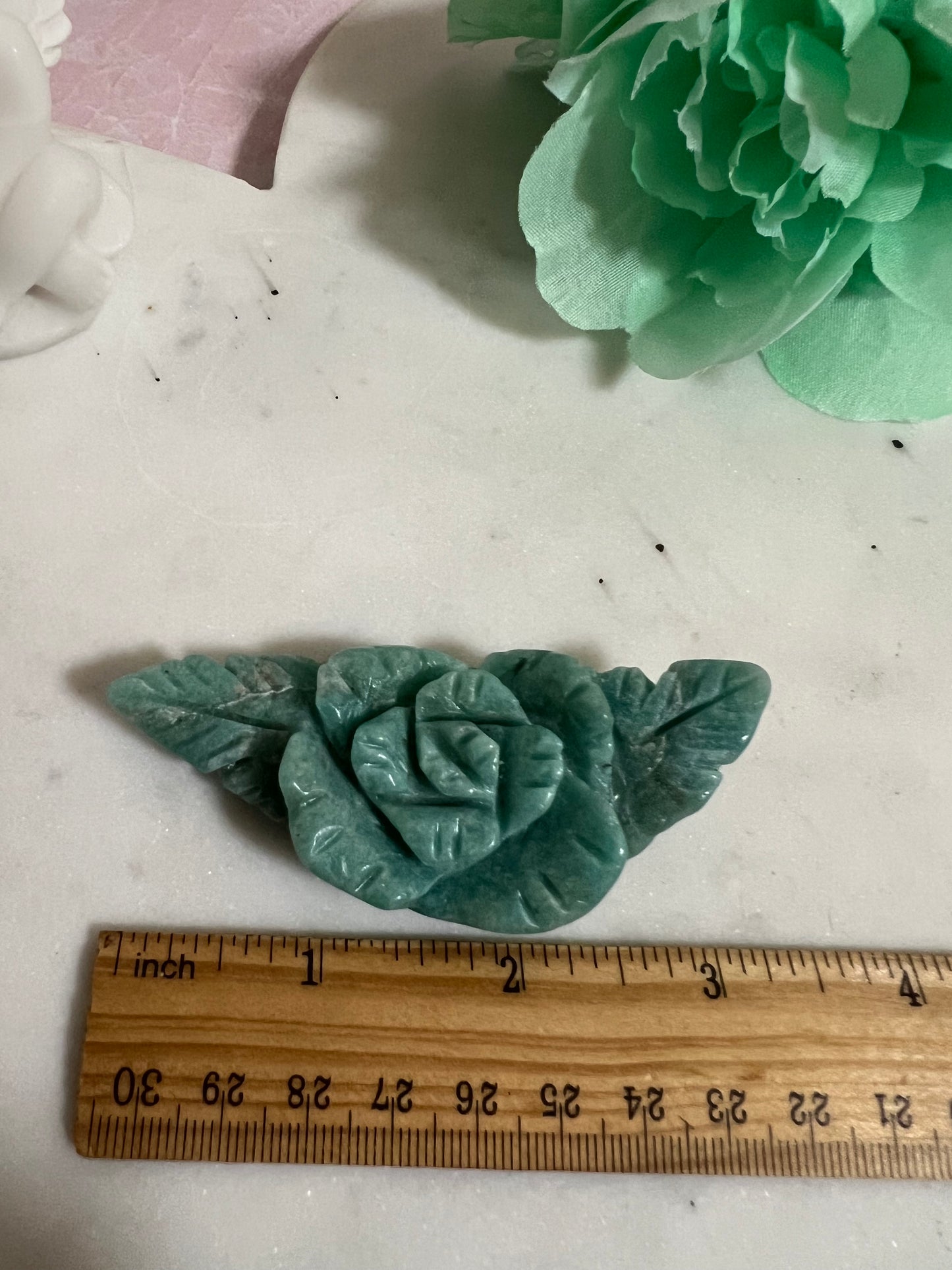 Amazonite Rose Carving