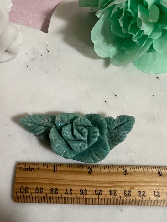 Amazonite Rose Carving
