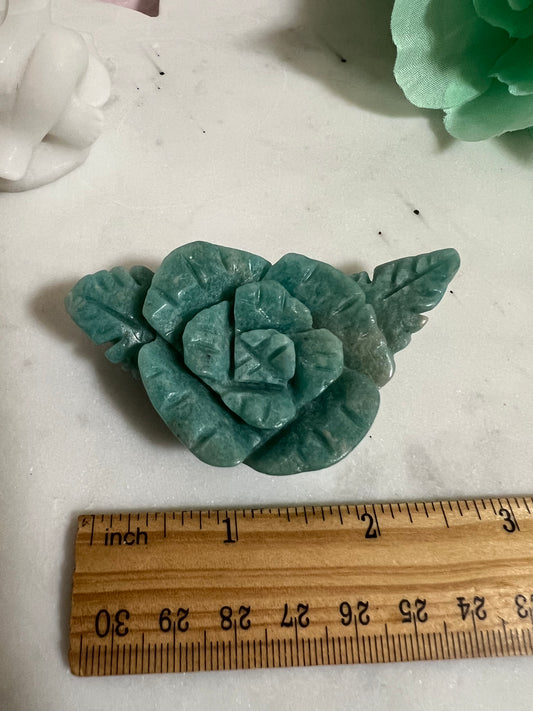 Amazonite Rose Carving #2