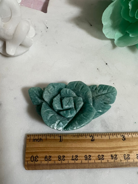 Amazonite Rose Carving #3