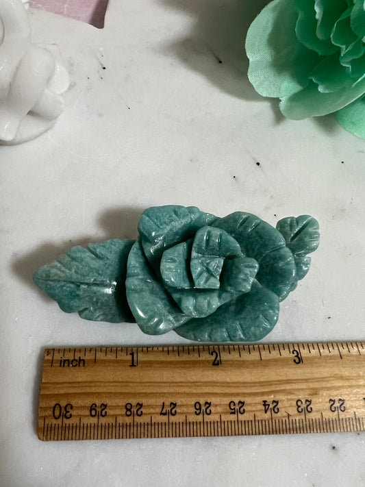 Amazonite Rose Carving #4