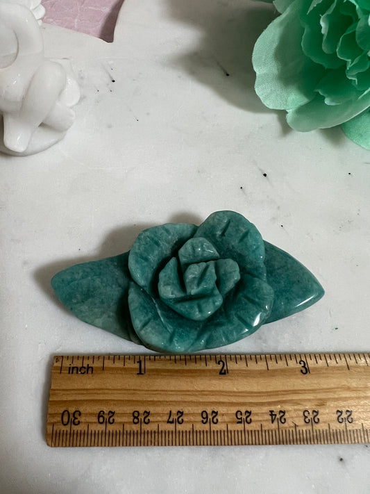 Amazonite Rose Carving #5