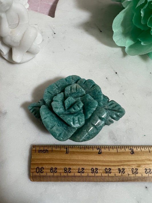 Amazonite Rose Carving #6