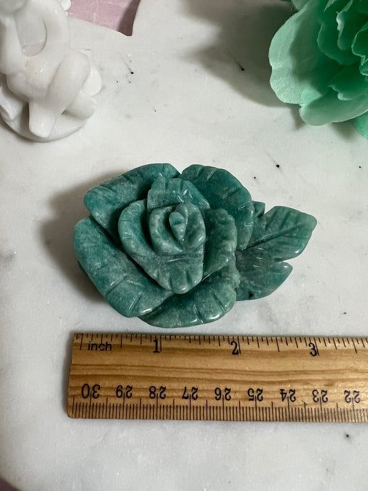 Amazonite Rose Carving #8