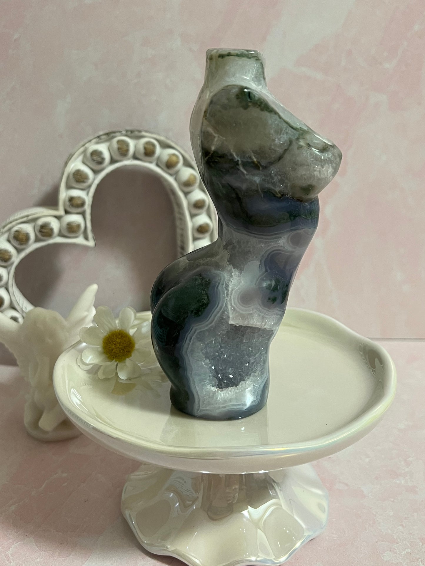 Moss Agate Goddess Body Carving
