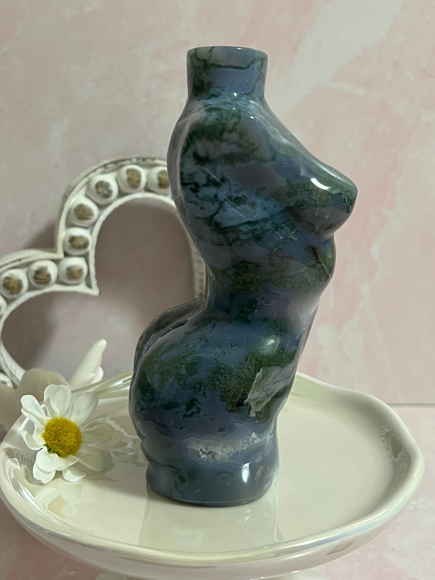 Moss Agate Goddess Body Carving