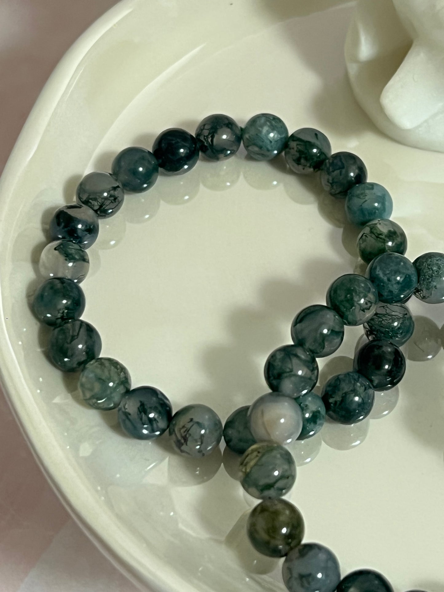 One (1) Moss Agate Bracelet | 4mm