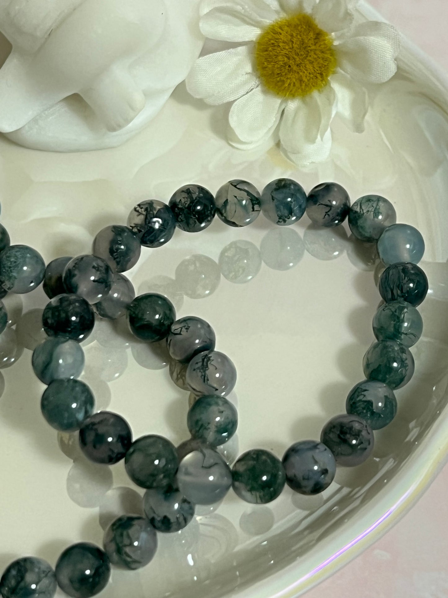 One (1) Moss Agate Bracelet | 4mm