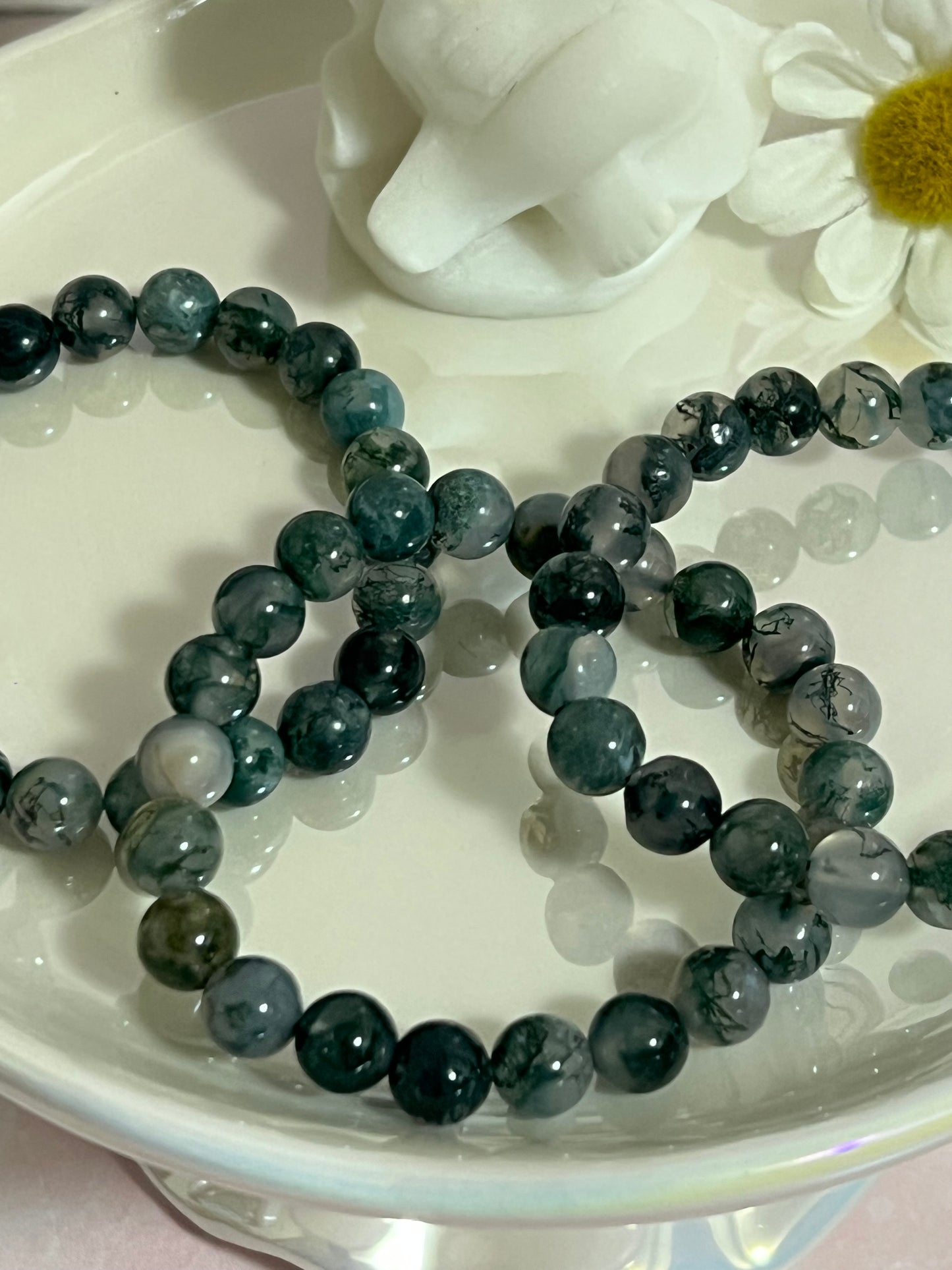 One (1) Moss Agate Bracelet | 4mm