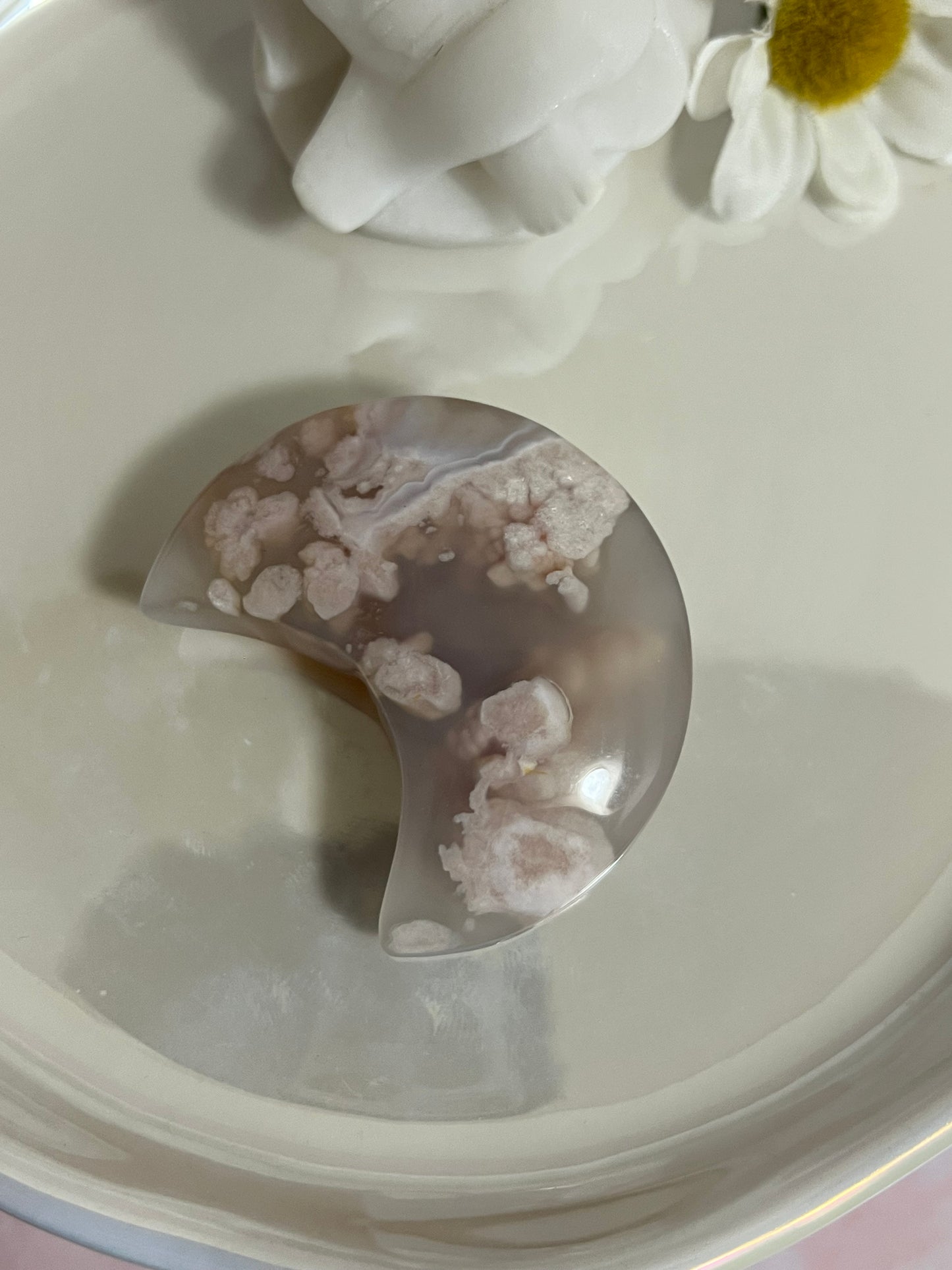 Flower Agate Crescent Moon