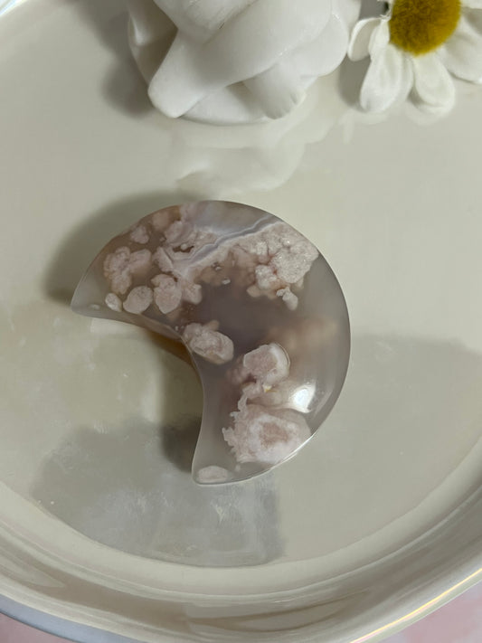 Flower Agate Crescent Moon