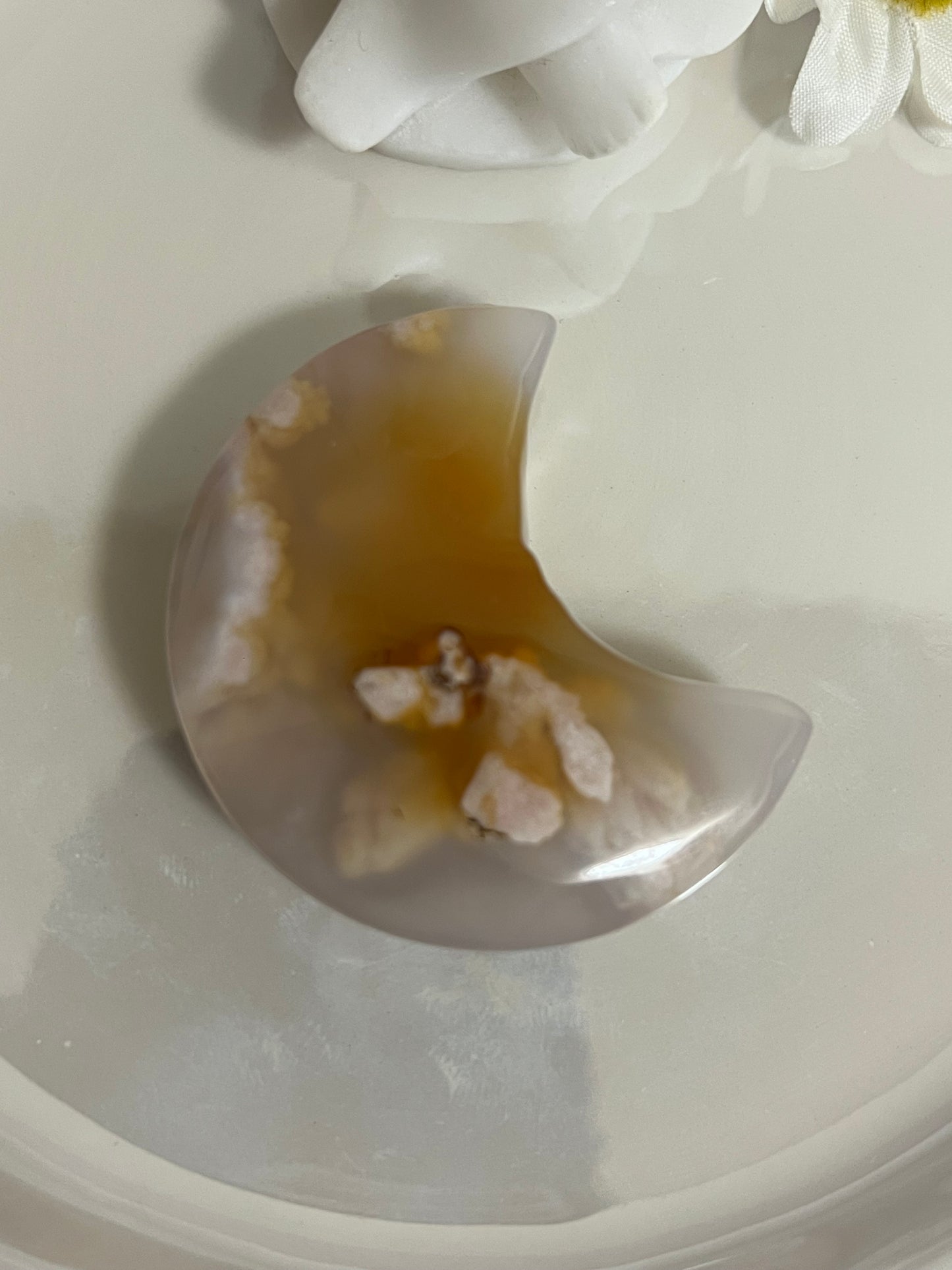 Flower Agate Crescent Moon