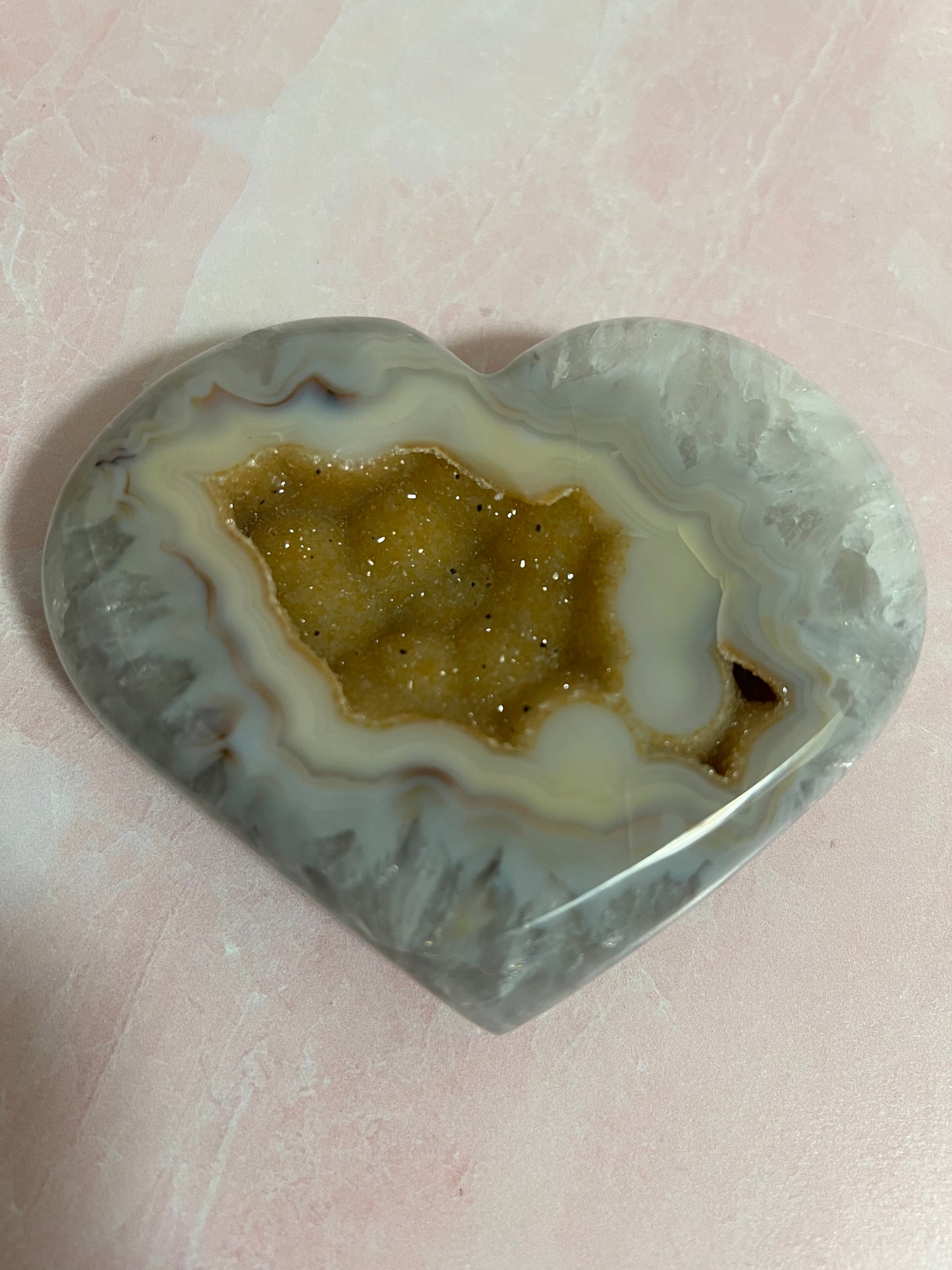 Stunning Druzy Agate Heart from Brazil