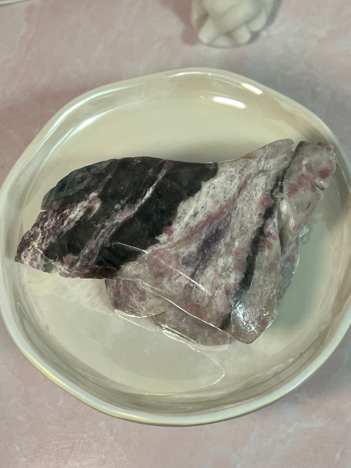 Beautiful Pink Tourmaline with Smoky Quartz Rose Carving