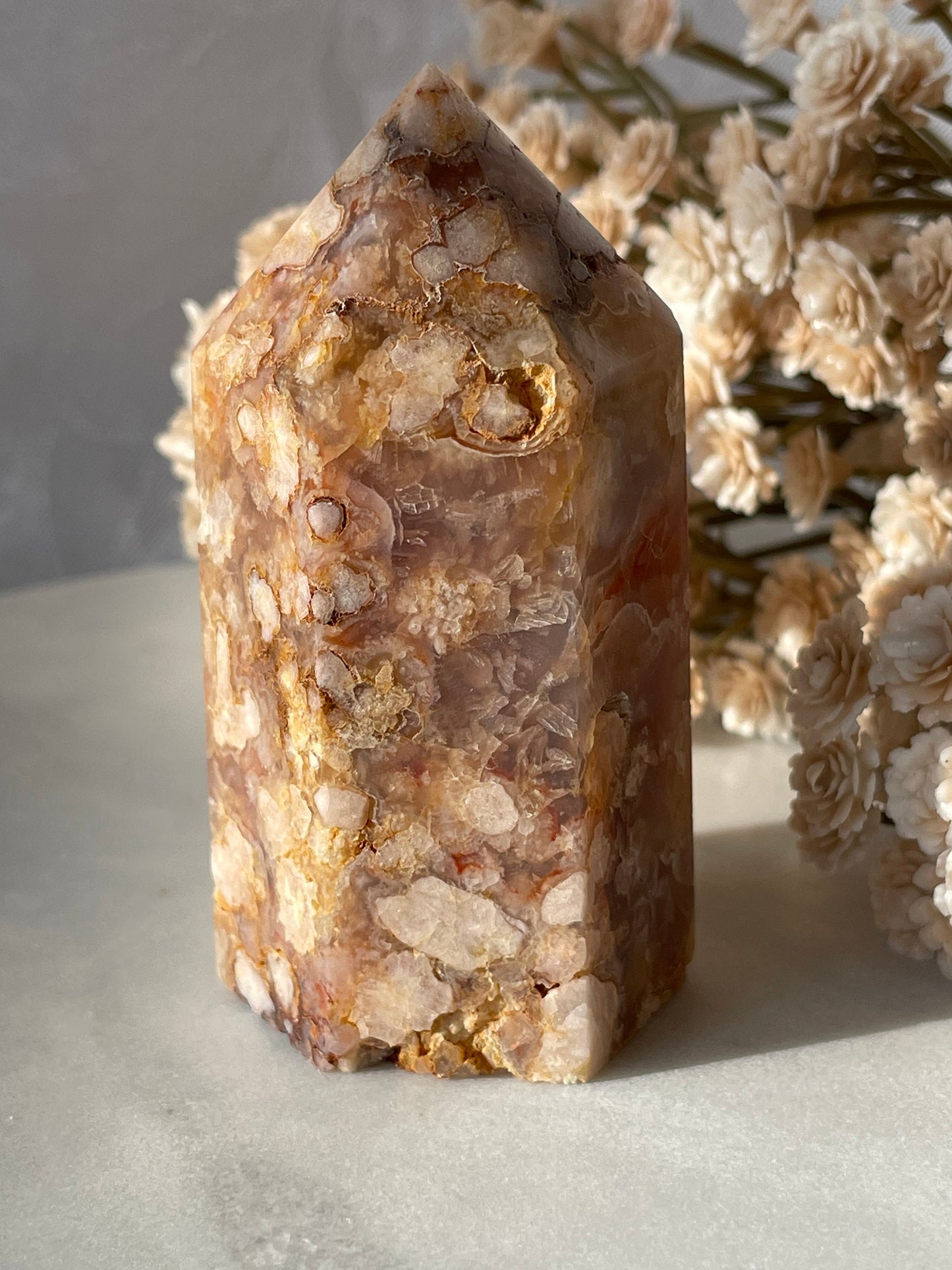 Gorgeous Flower agate point from Madagascar