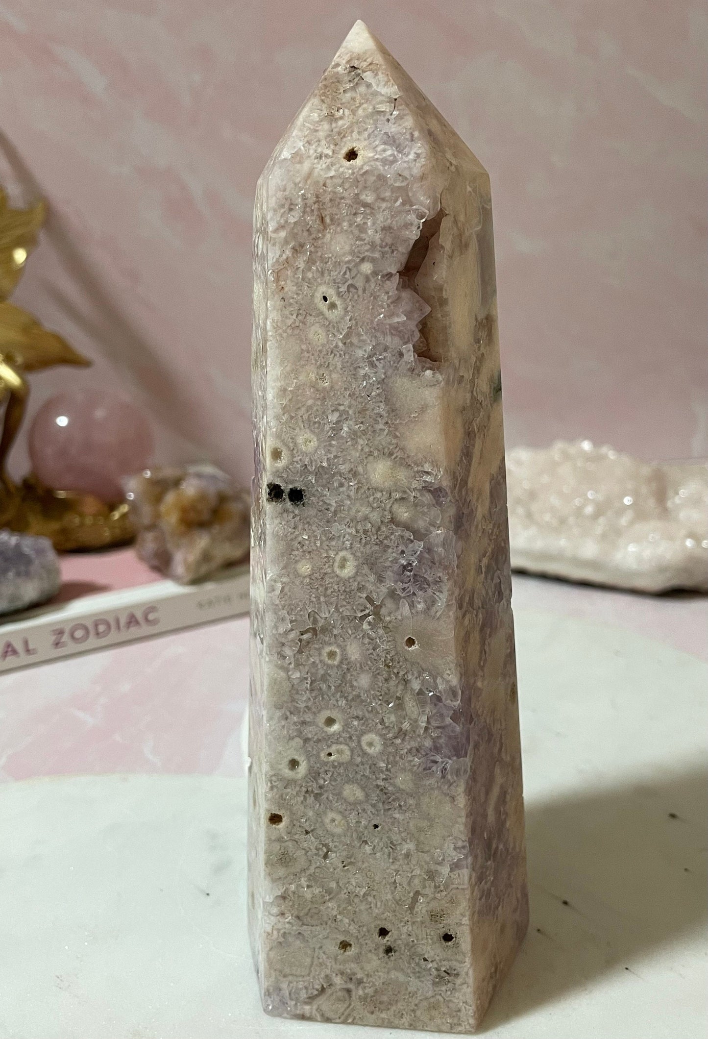 Gorgeous flower agate & amethyst tower